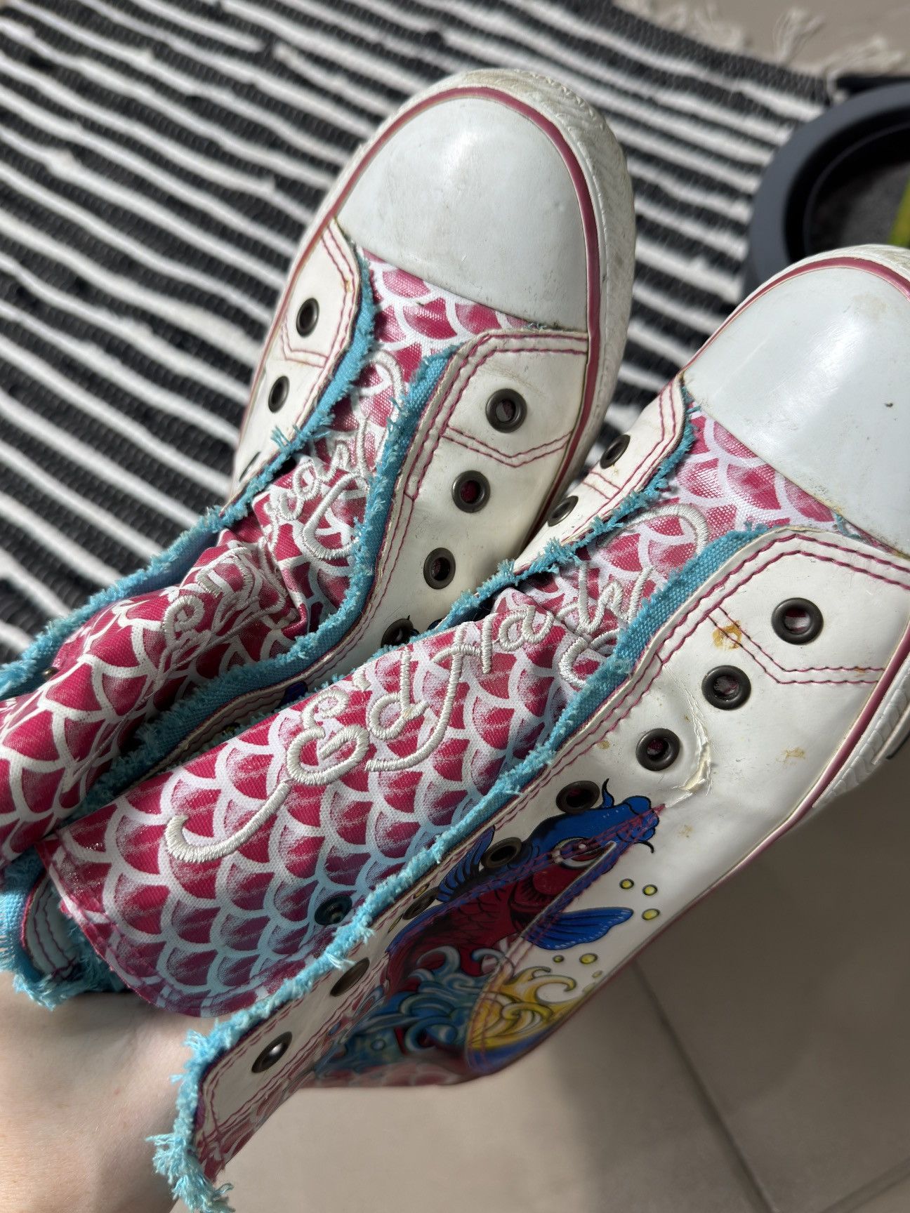 Ed Hardy VINTAGE ED HARDY AVANT GARDE 2000s HIGH TOP SNEAKERS Size US 9 / IT 39 - 6 Thumbnail