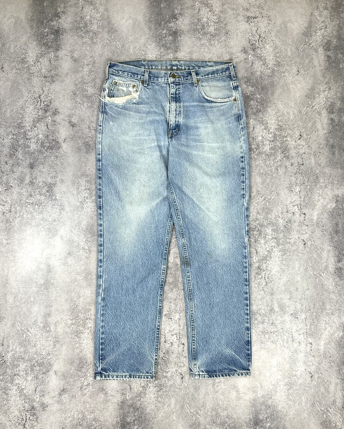 Carhartt Vintage Carhartt Distressed Light Blue Denim Opium USA Jeans Size US 34 / EU 50 - 2 Thumbnail