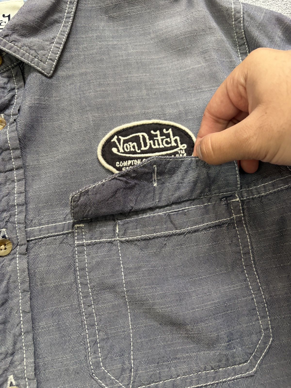 Von Dutch Von Dutch Kustom Kulture Shirt Grey Chambray Motorcycle XL Size US XL / EU 56 / 4 - 10 Thumbnail