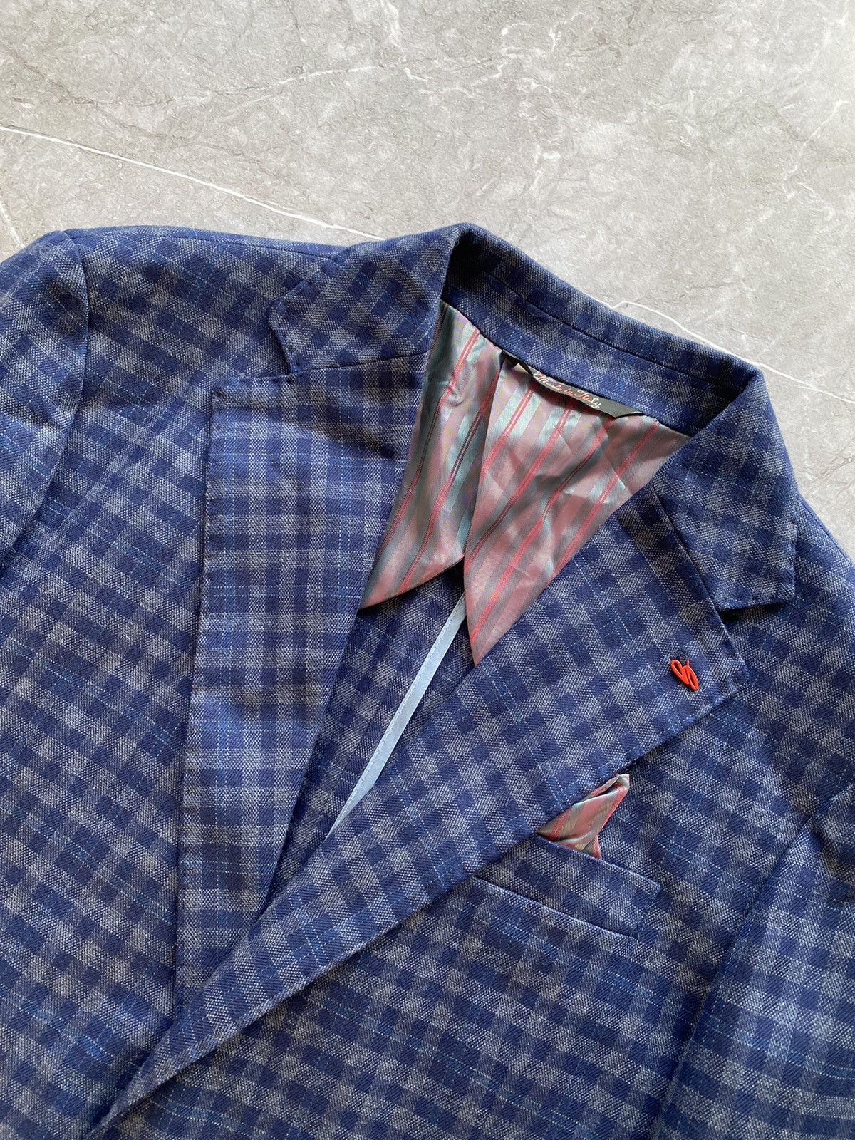Designer Rare Linea Sartoriale Milano Check Thick Flannel Wool Blazer Size 52R - 7 Thumbnail