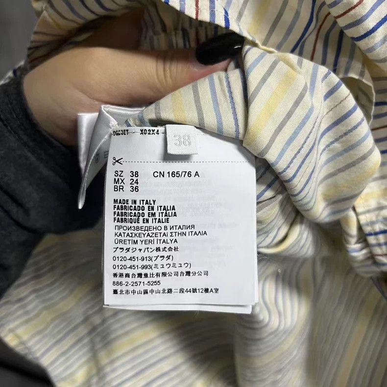 Prada Prada Light Blue Striped Long Sleeve Shirt-2506 Size US M / EU 48-50 / 2 - 4 Thumbnail