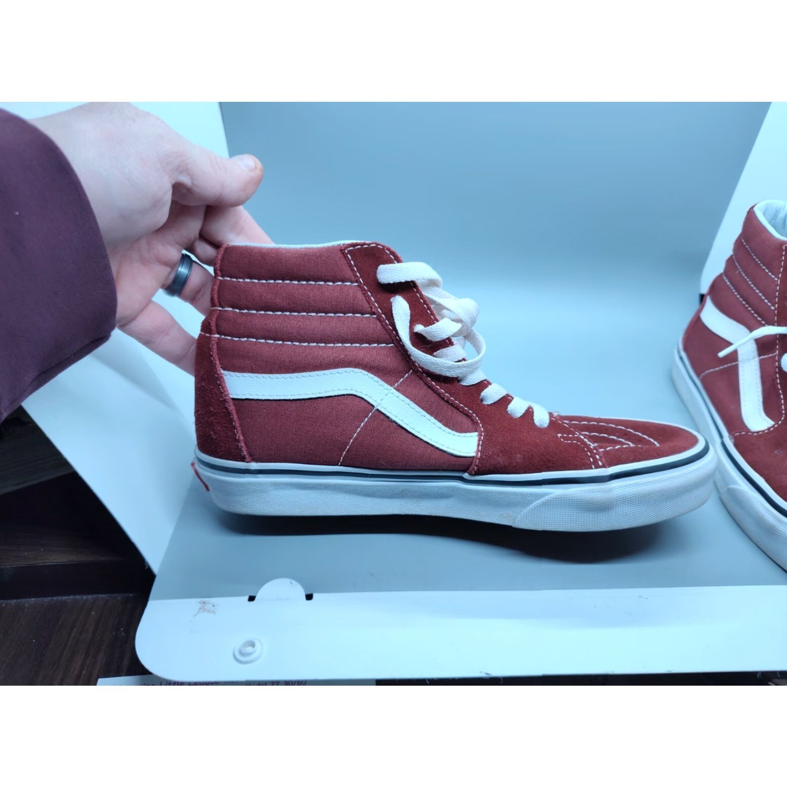 Vans VANS SK8 HI High Top Shoe Men 6.5 Womens 8 Maroon Suede Canvas Breathable Lightweight Casual Athletic Sneakers Size M / US 6-8 / IT 42-44 - 4 Thumbnail