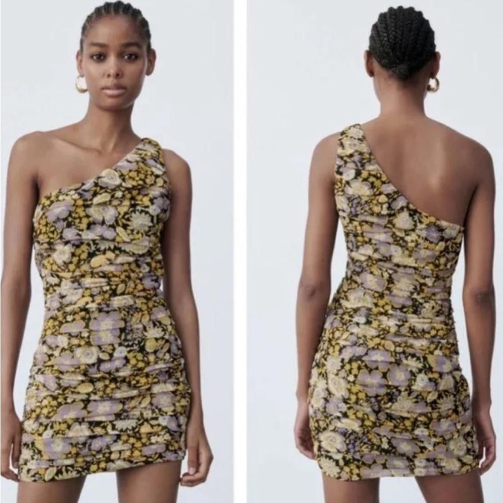 Zara Zara l Black Gold Floral Mini Dress Medium Size M / US 6-8 / IT 42-44 - 9 Thumbnail