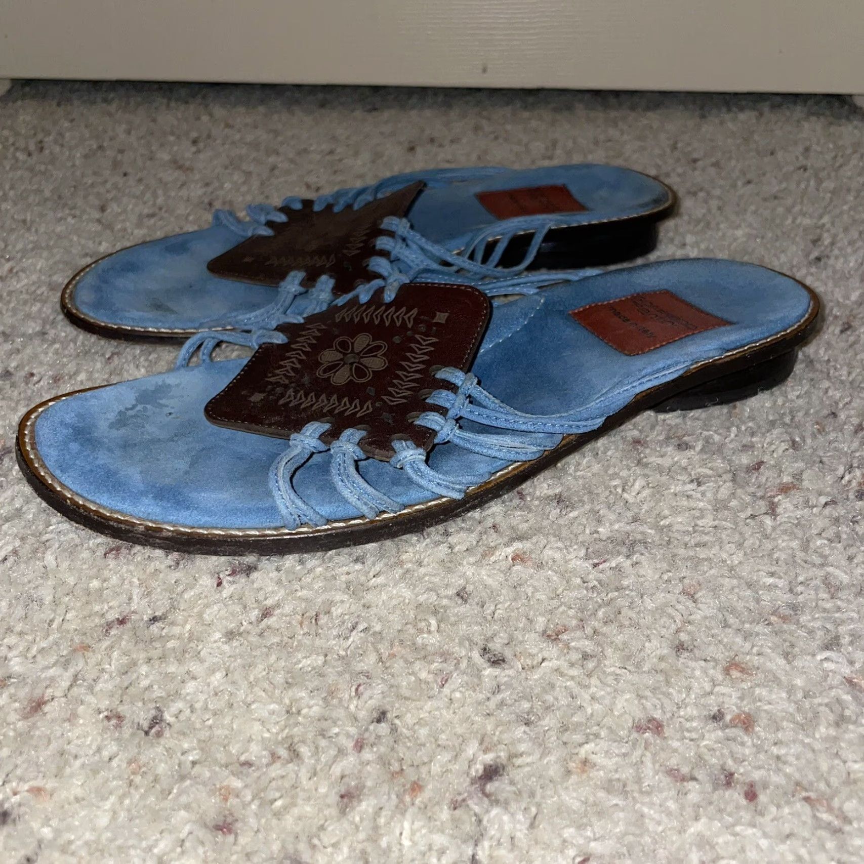 Vintage Goffredo Fantini Blue Flats Womens 38.5 38 1/2 Leather Flat Womens Blue Shoes Size US 9 / IT 39 - 2 Thumbnail