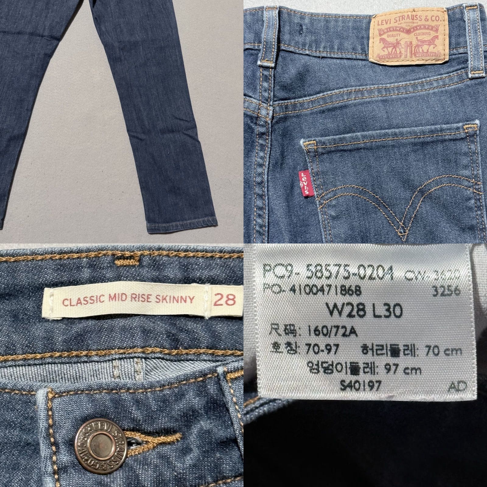 Levi's Levi's Jeans Women Blue Mid Rise Skinny 28x30 Pockets Zip Fly 5-Pocket Denim Slim Vintage: No 90s City Size 28" / US 6 / IT 42 - 8 Thumbnail