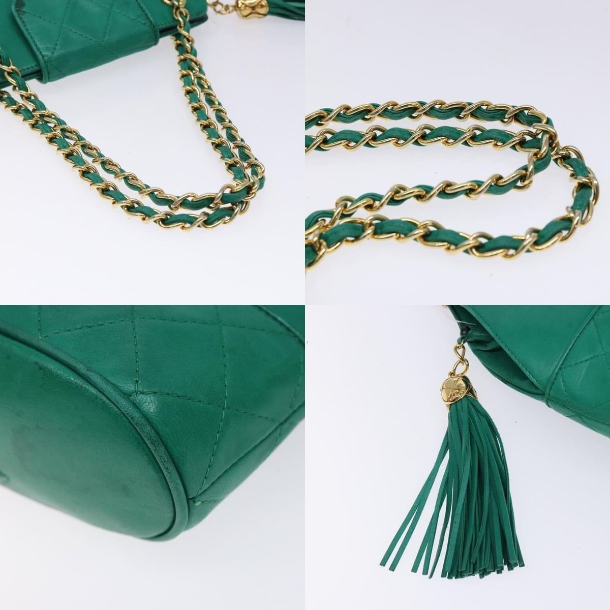 Chanel Chanel Chain Handbag Lamb Skin Green Gold CC Size ONE SIZE - 4 Thumbnail