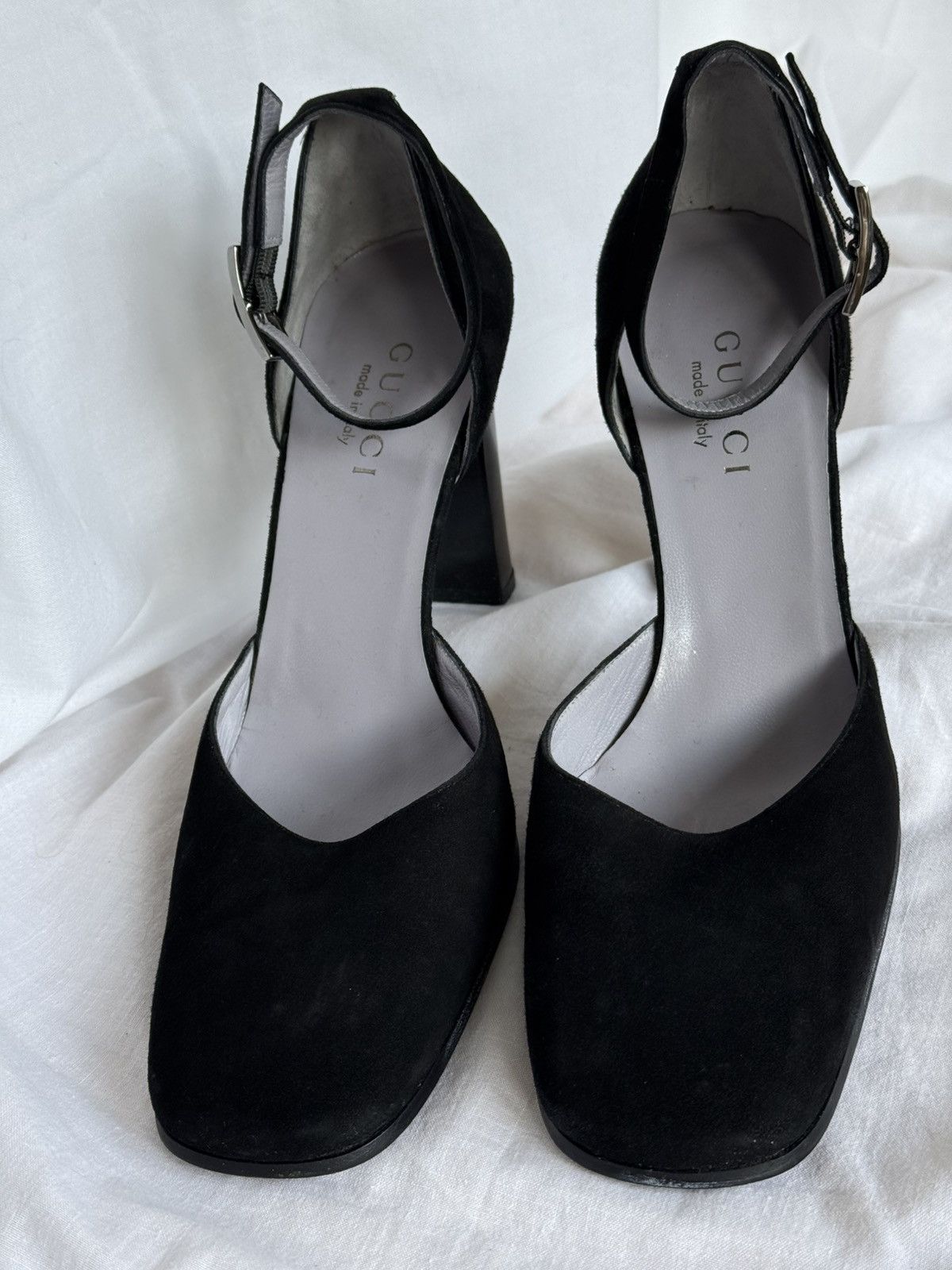 Gucci Gucci Suede Black Mary Jane Squared Toe Heels Size US 8.5 / IT 38.5 - 4 Thumbnail
