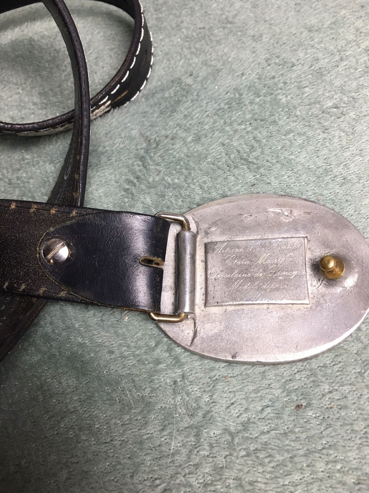 Sendra × Vintage SENDRA Vintage Embroidery Leather Ceramic Buckle Belt Sz 100 Size ONE SIZE - 5 Thumbnail