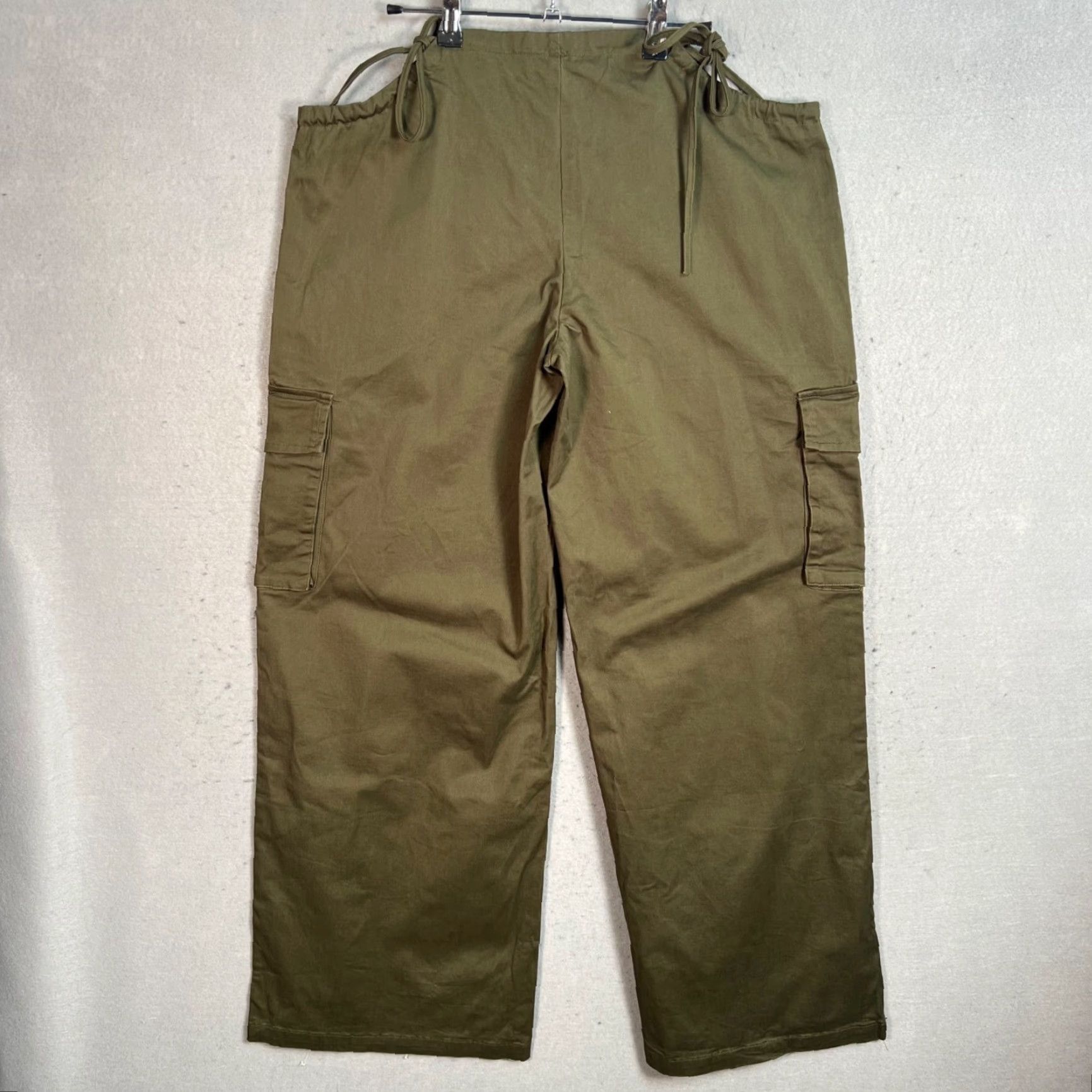 Vintage Edikted Olive Green Wide Leg Cargo Pants Women’s Small 100% Cotton Casual 31" Inseam Size 28" / US 6 / IT 42 - 2 Thumbnail