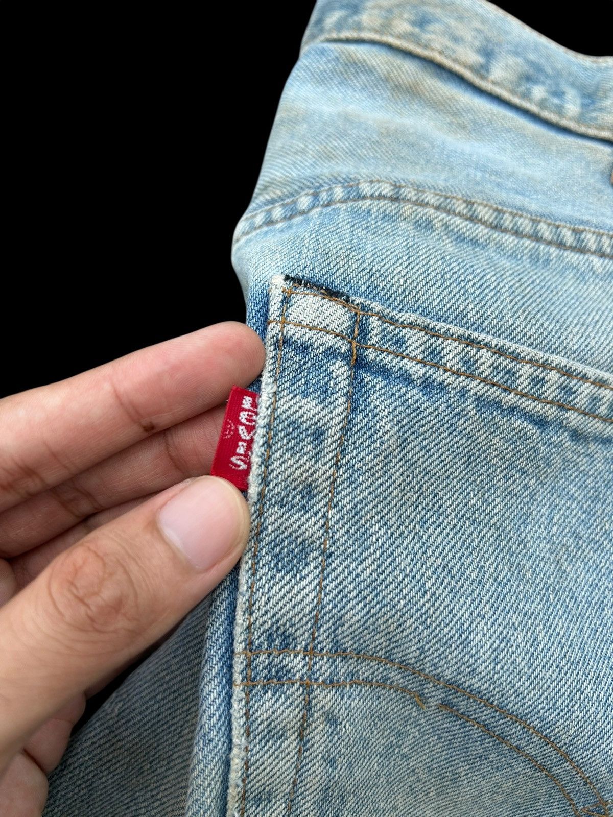 Kapital 80's THRASHED Levis 524 Selvedge Distressed Short Denim Jean Size US 34 / EU 50 - 5 Thumbnail