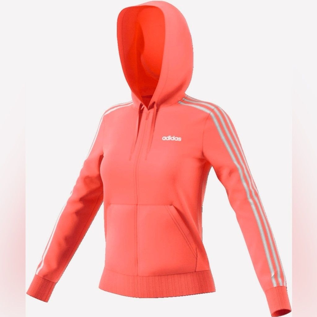 Adidas ADIDAS Women's 3-Stripes Coral/Pink Zip Hoodie XS Size XS / US 0-2 / IT 36-38 - 2 Thumbnail