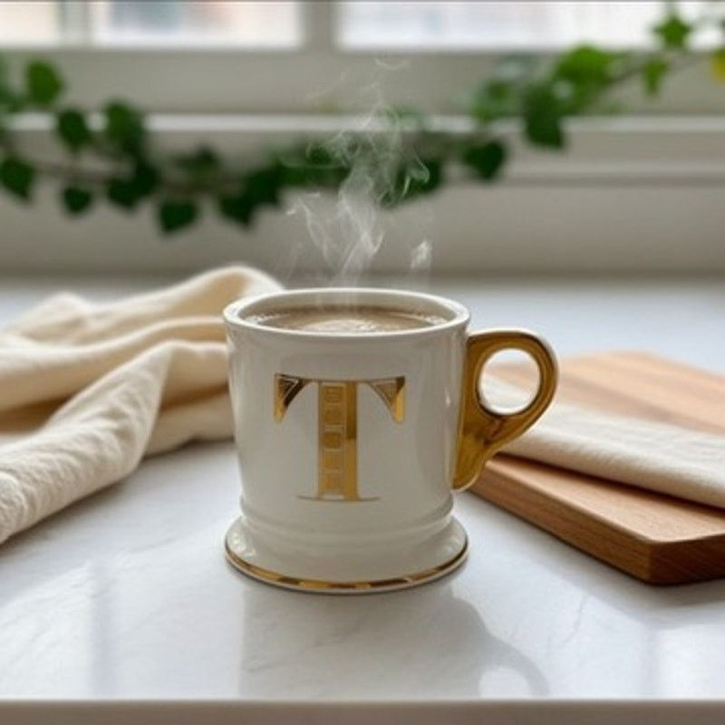 Anthropologie Anthropologie Gold Monogram Mug Letter T Antique-Inspired Size ONE SIZE - 1 Thumbnail