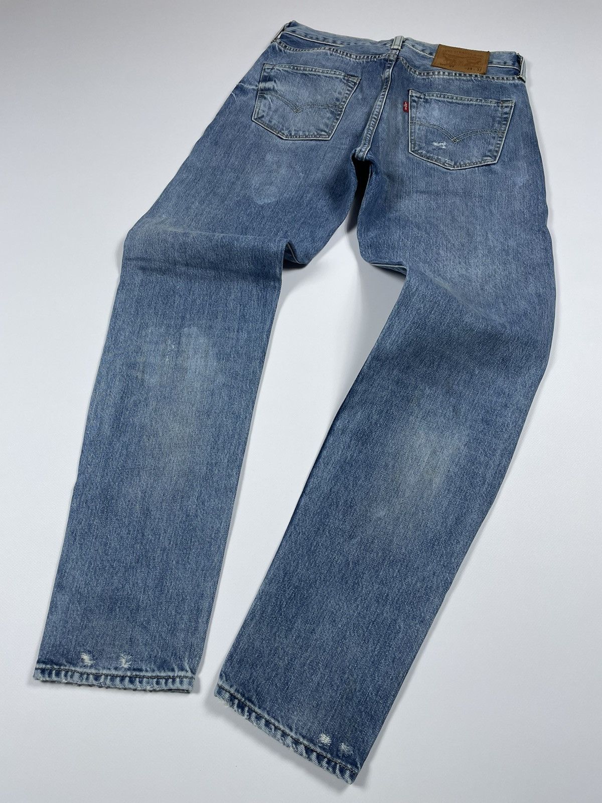 Levi's Levi’s 501CT Light Blue Wash Denim Ripped Slim Jeans Custom Size US 29 - 13 Thumbnail