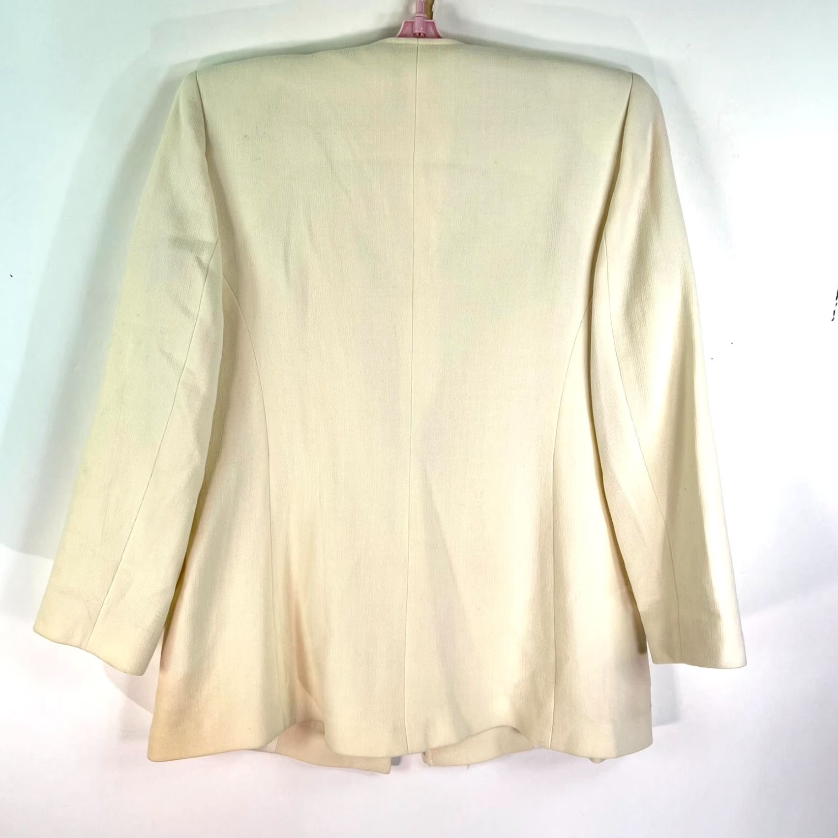 Oscar De La Renta VINTAGE Oscar de la Renta Oversized Wool Blazer Womens Size 12 Ivory Pockets 90s Size XL / US 12-14 / IT 48-50 - 7 Thumbnail