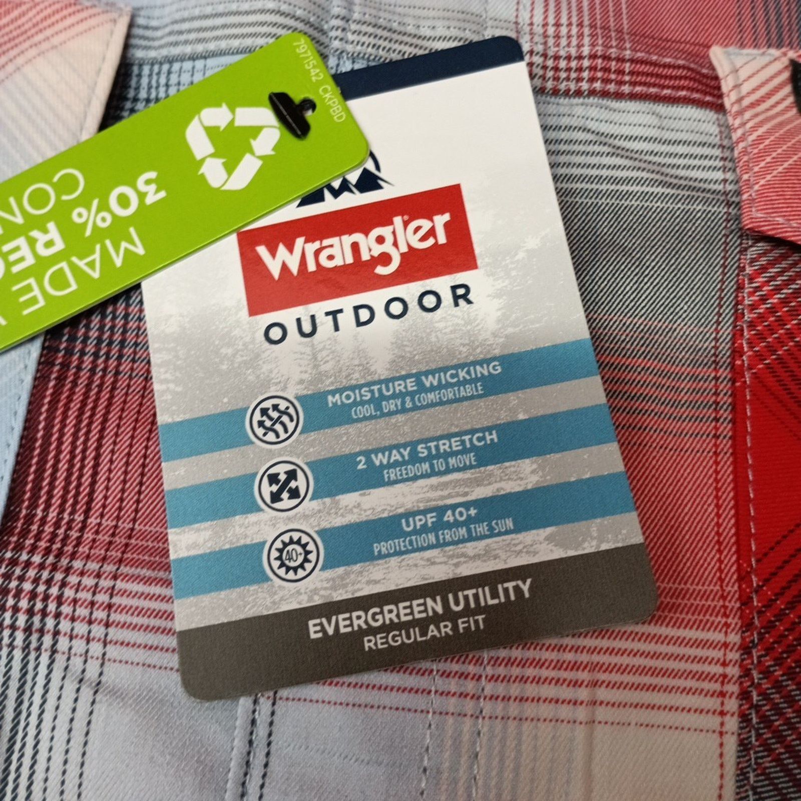 Wrangler Wrangler Shirt Men's 2XL Red Plaid Convertible Sleeves Size US XXL / EU 58 / 5 - 4 Thumbnail