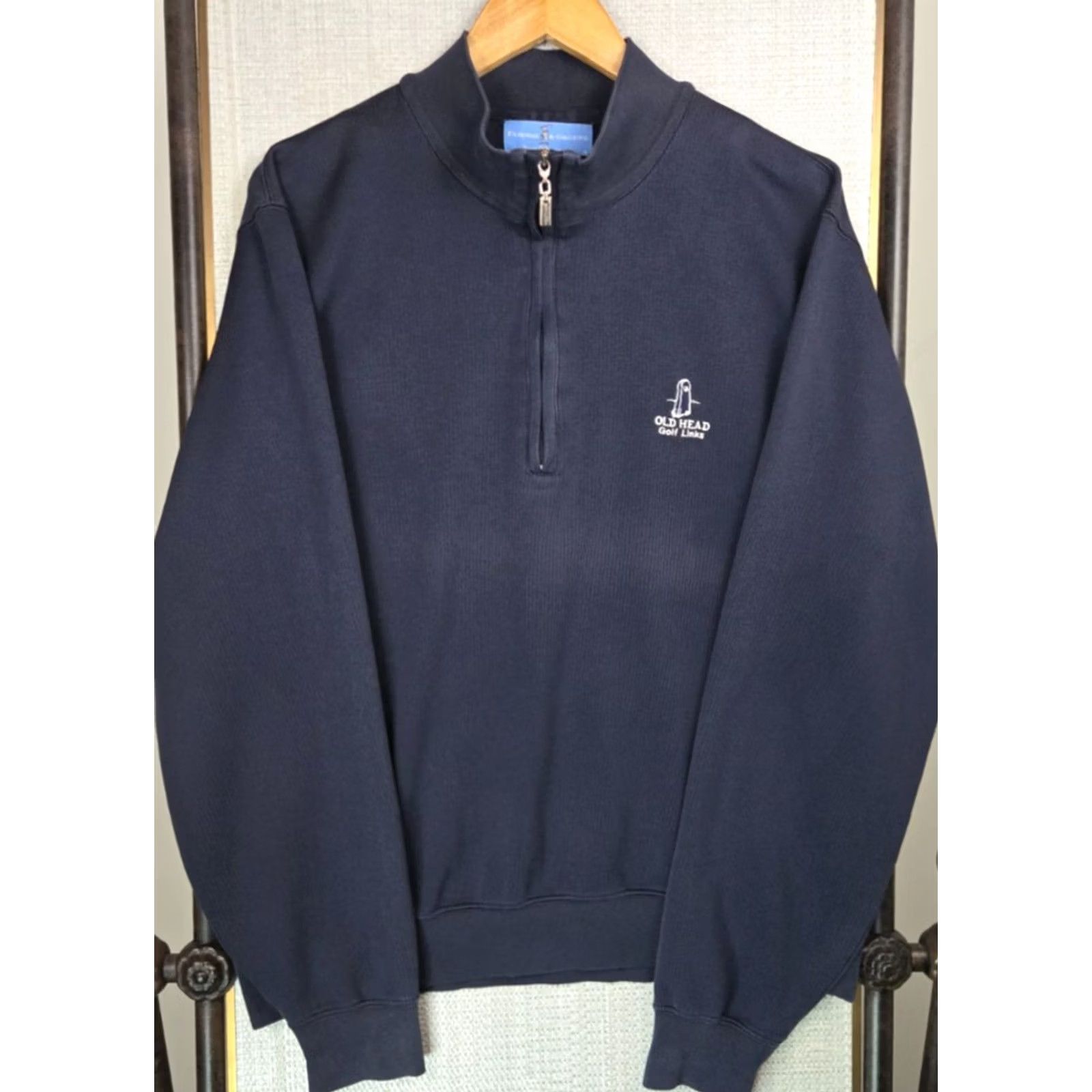 Vintage FAIRWAY & GREENE Sweatshirt Mens Large 1/4 Zip Pima Cotton Blend Navy Blue Long Sleeve Pullover Golf Ireland Old Head Links Size US L / EU 52-54 / 3 - 2 Thumbnail