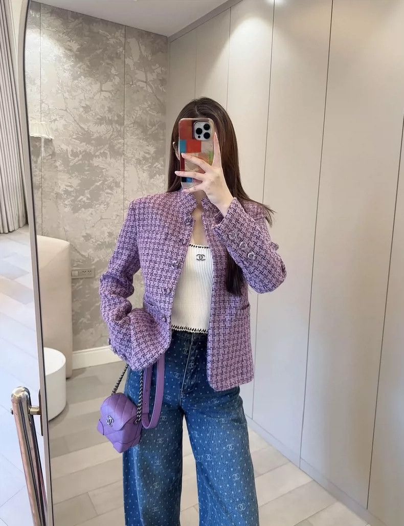 Chanel Chanel 24A high-grade purple glitter soft tweed woven jack Size XS / US 0-2 / IT 36-38 - 7 Thumbnail