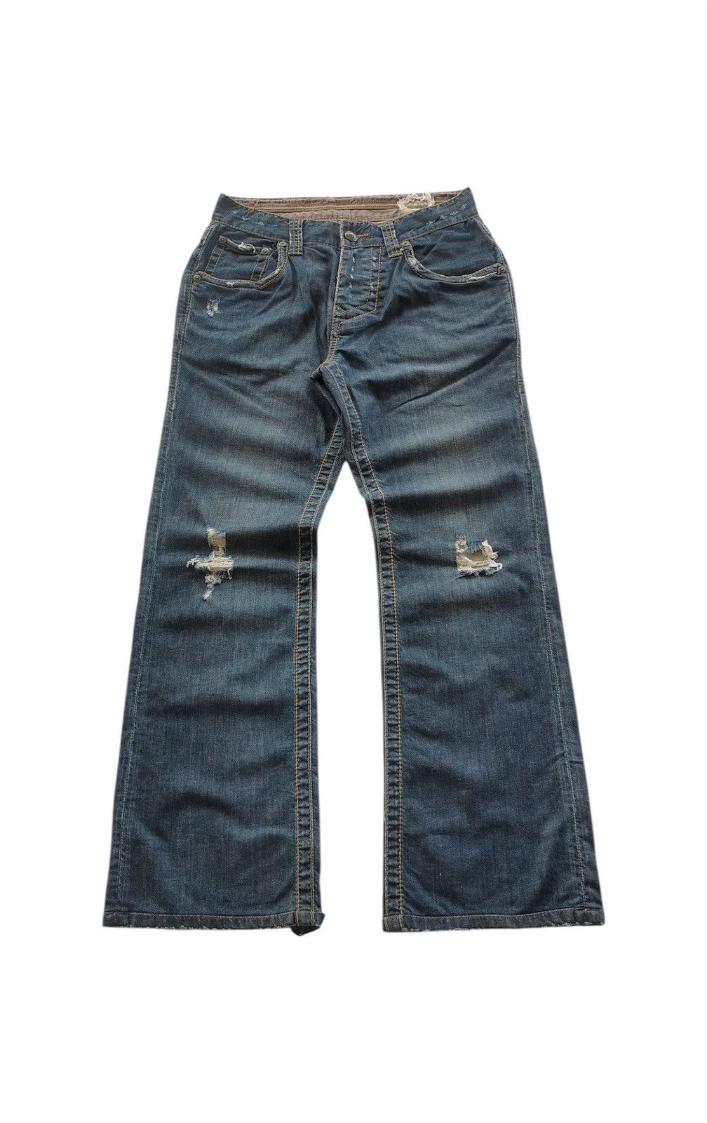 Loose Bootcut Stitch Alabama Thunder Distressed Jeans