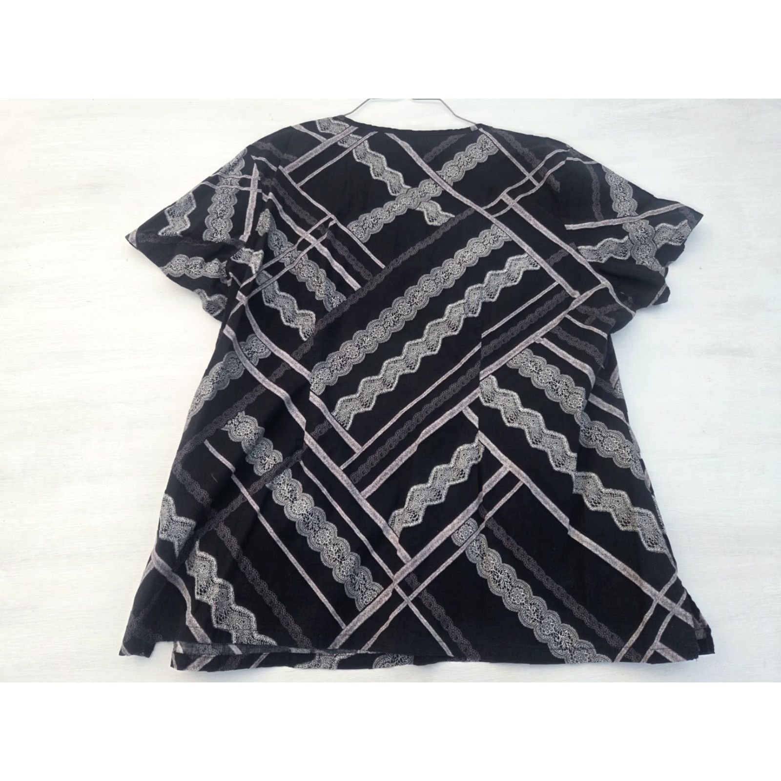 Dickies Dickies Scrub Top V Neck Women's XL Black Patterned Medical Nurse Work Dental Shirt Size XL / US 12-14 / IT 48-50 - 5 Thumbnail