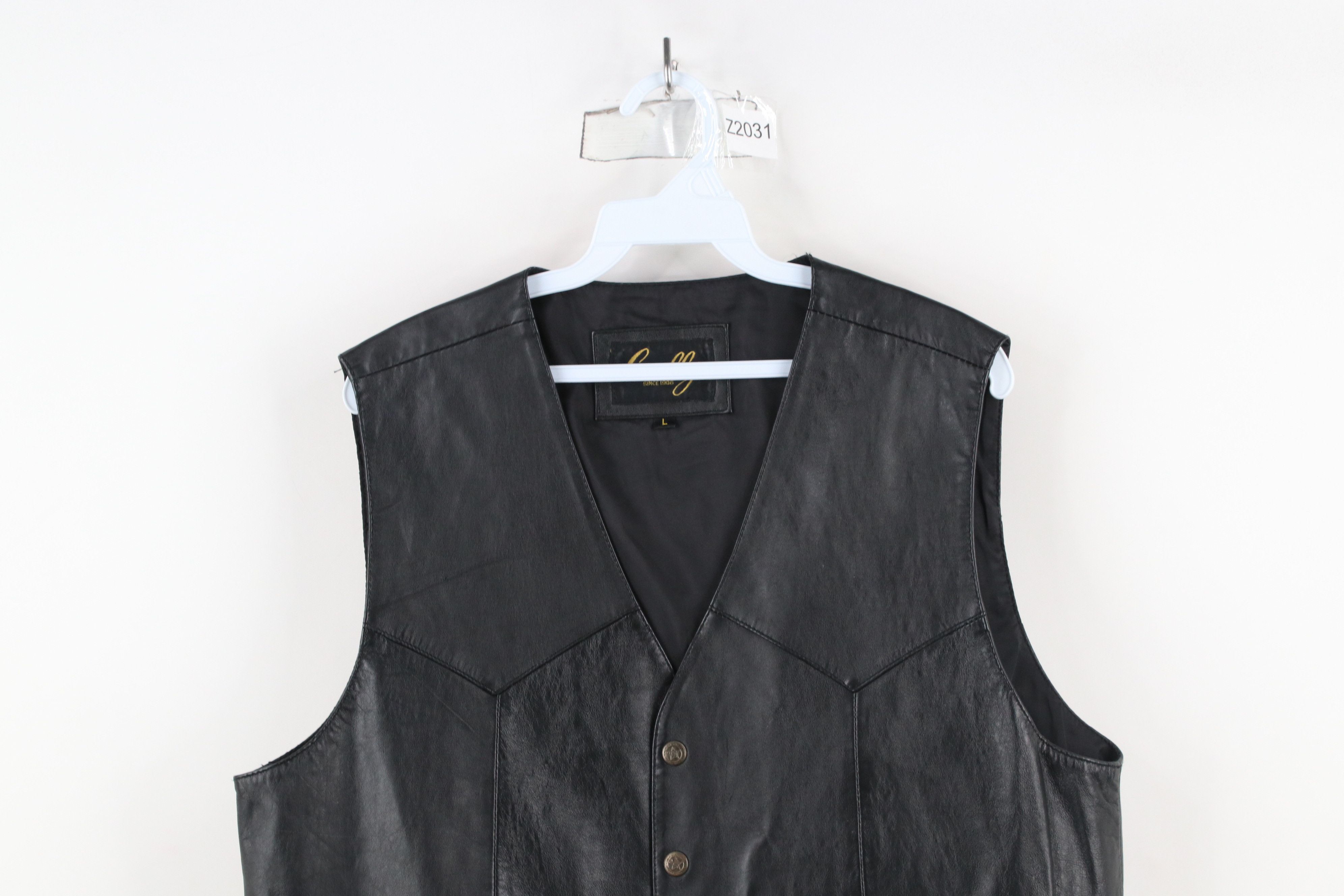 Vintage Vintage 90s Scully Leather Western Button Vest Jacket Black Size US L / EU 52-54 / 3 - 2 Thumbnail