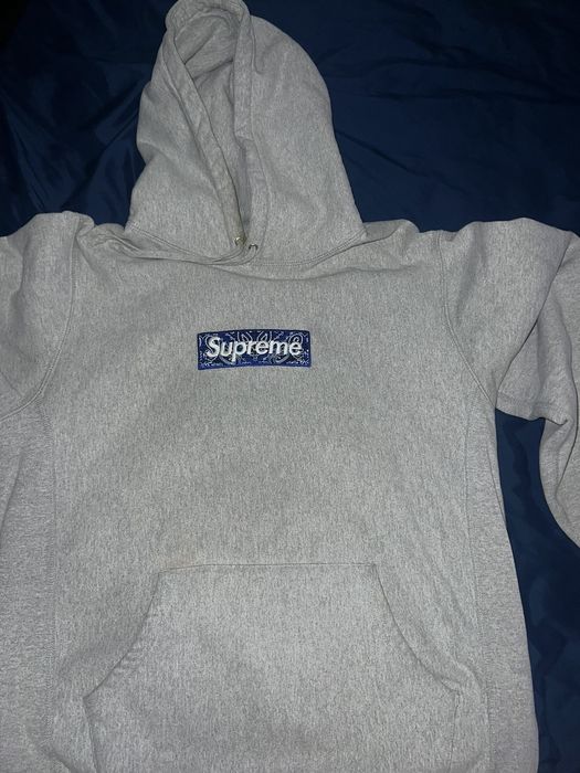 Supreme grey bandana box hot sale logo