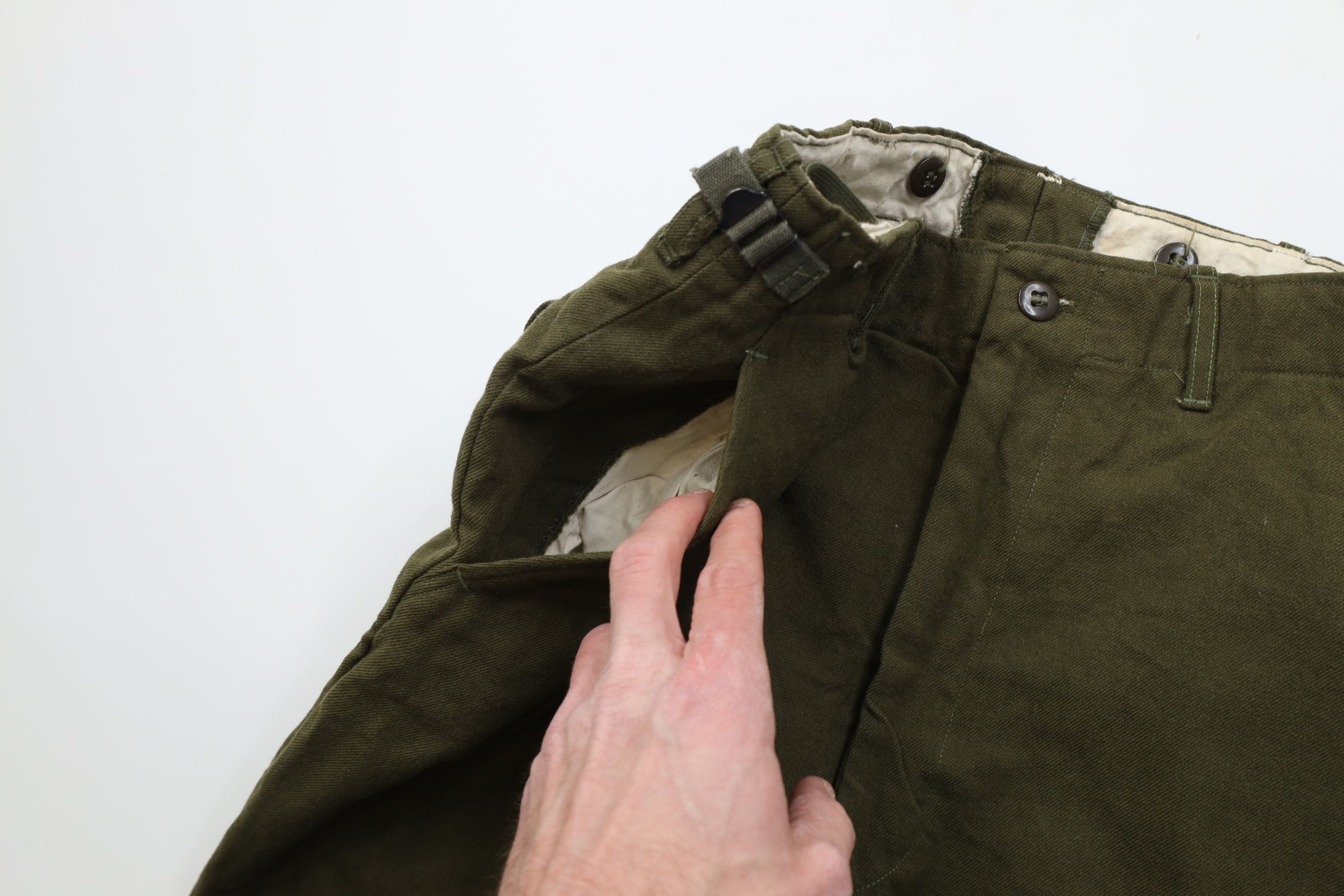 Vintage Vintage 50s Korean War Wool Wide Leg Trousers Pants Green Size US 30 / EU 46 - 7 Thumbnail