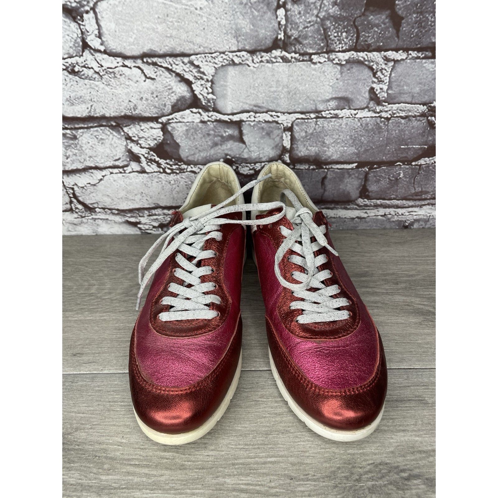 KJUS MJUS Pink Metallic Leather Comfort Casual Lace Up Sneakers W Size US 6.5 / IT 36.5 - 11 Thumbnail