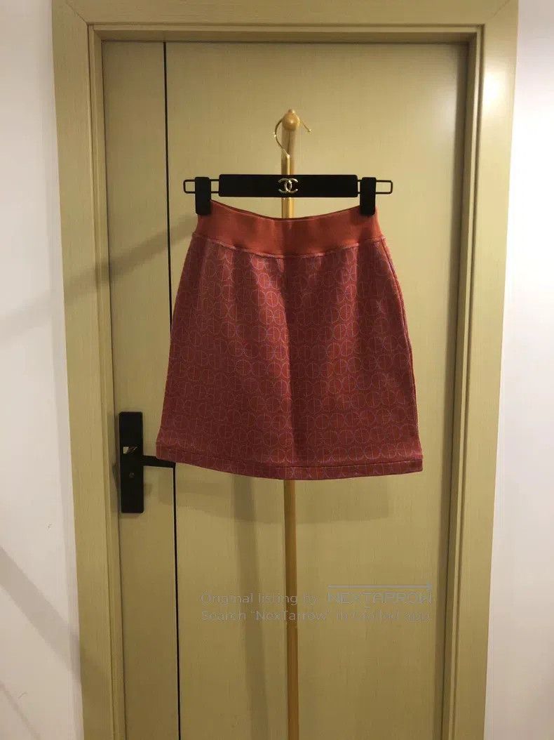 Hermes Red Logo Printed Midi Skirt
