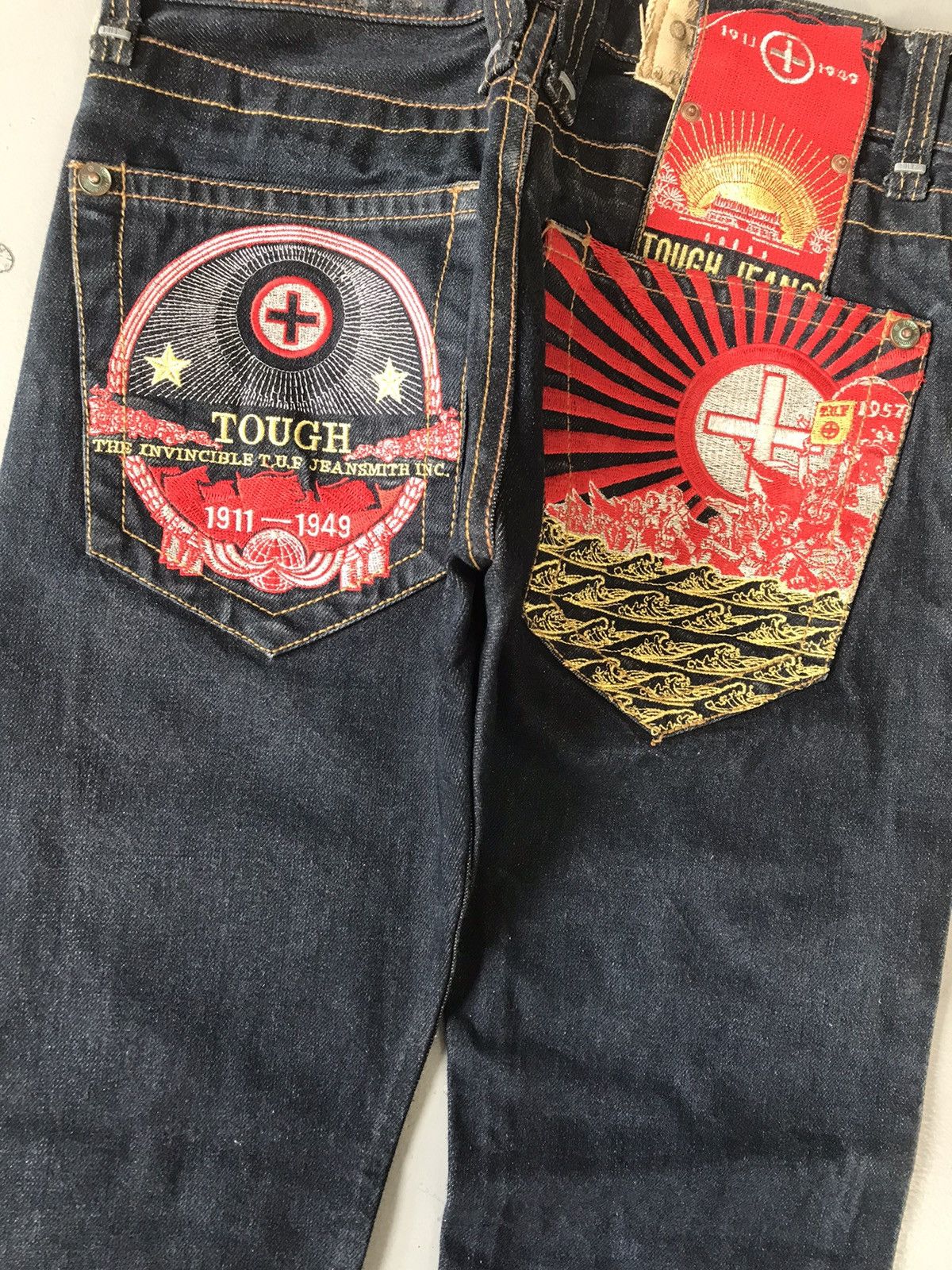Vintage Vintage tough jeansmith rare embroidered straight fit denim Size US 29 - 11 Thumbnail