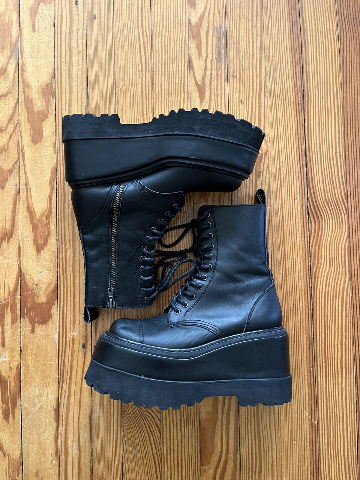 Junya Watanabe Junya Watanabe Platform Combat Zip Boots Leather Black Size US 8 / EU 41 - 2 Thumbnail