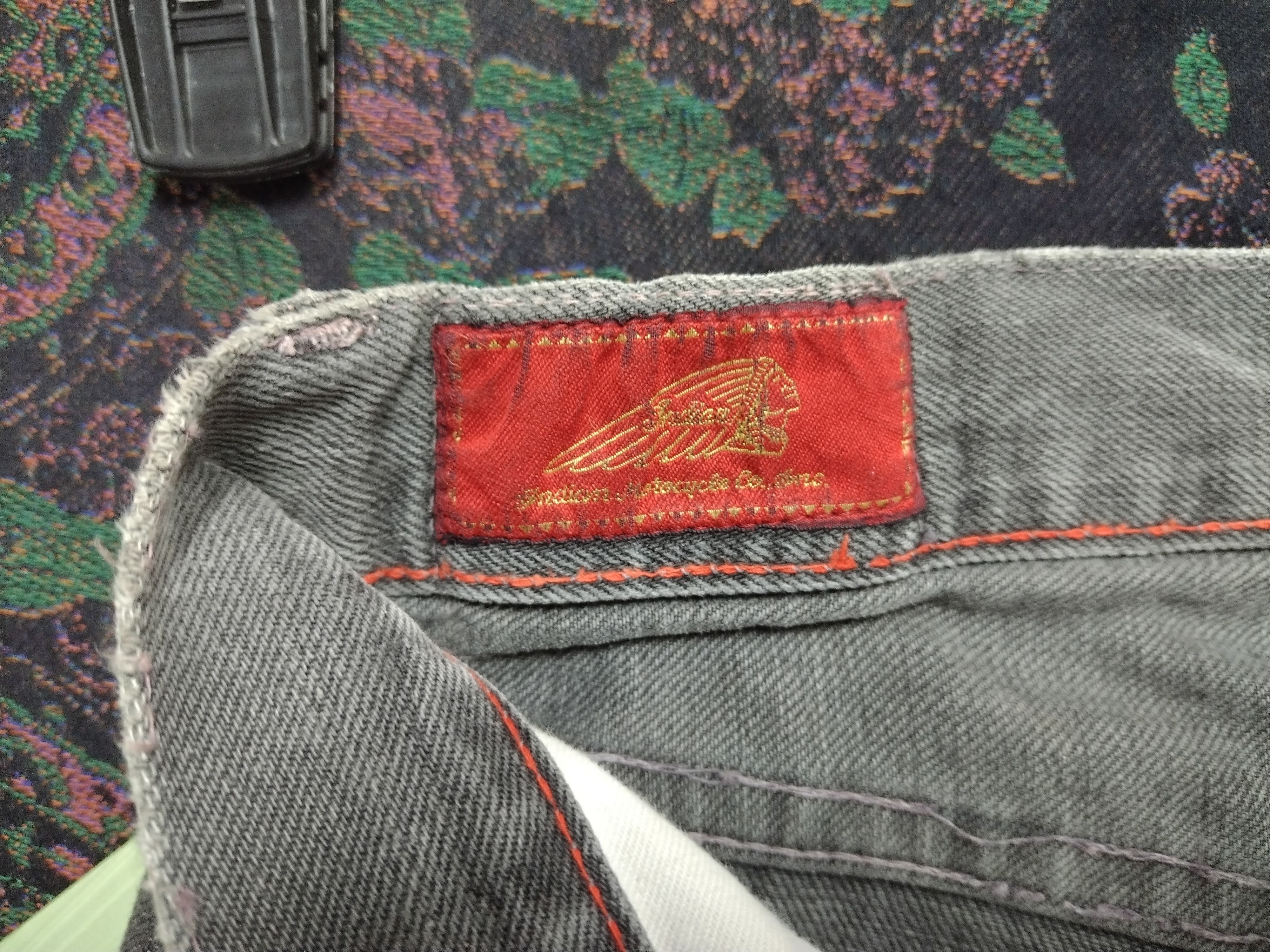 Indian Motorcycle INDIAN MOTORCYCLE DENIM HANDPAINTED SELVEDGE HIDDEN RIVET Size US 31 - 12 Thumbnail