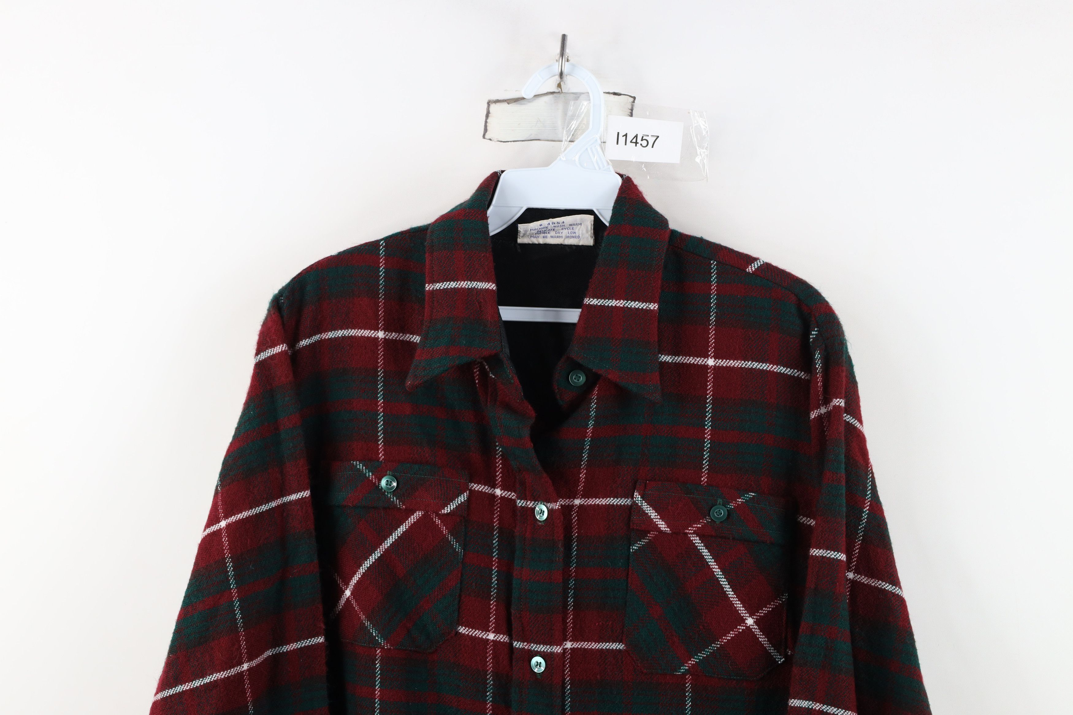 Vintage Vintage 70s Streetwear Knit Collared Button Shirt Plaid Size XS / US 0-2 / IT 36-38 - 2 Thumbnail