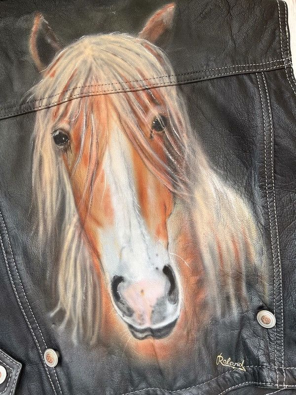 Vintage Falco Leather 90s Biker Vest Airbrush Art Horse by Roland Size S / US 4 / IT 40 - 7 Thumbnail