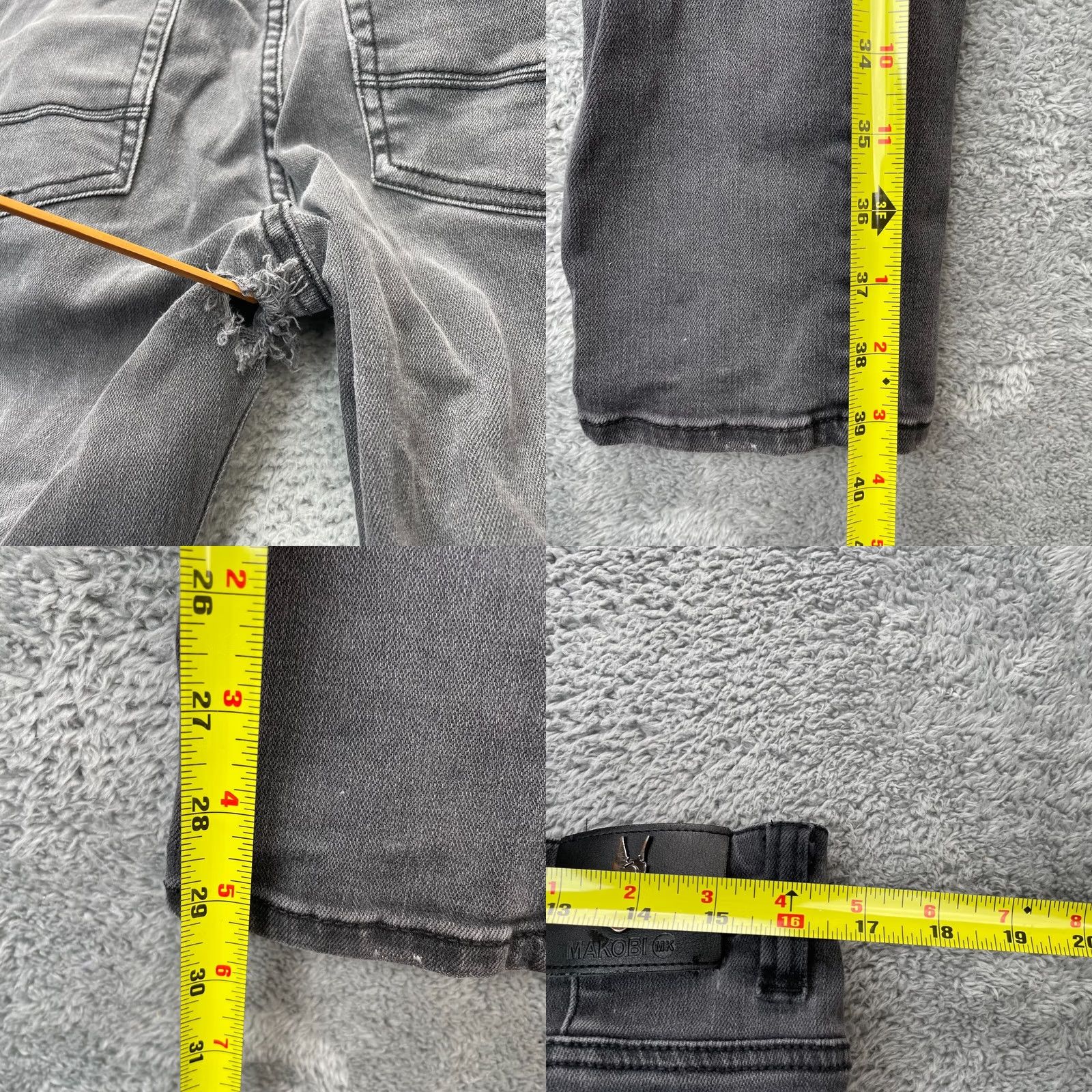 Denime Makobi Jeans Mens Skinny Leg Black Denim Distressed Streetware y2k Ripped 34x30 Size US 34 / EU 50 - 8 Thumbnail