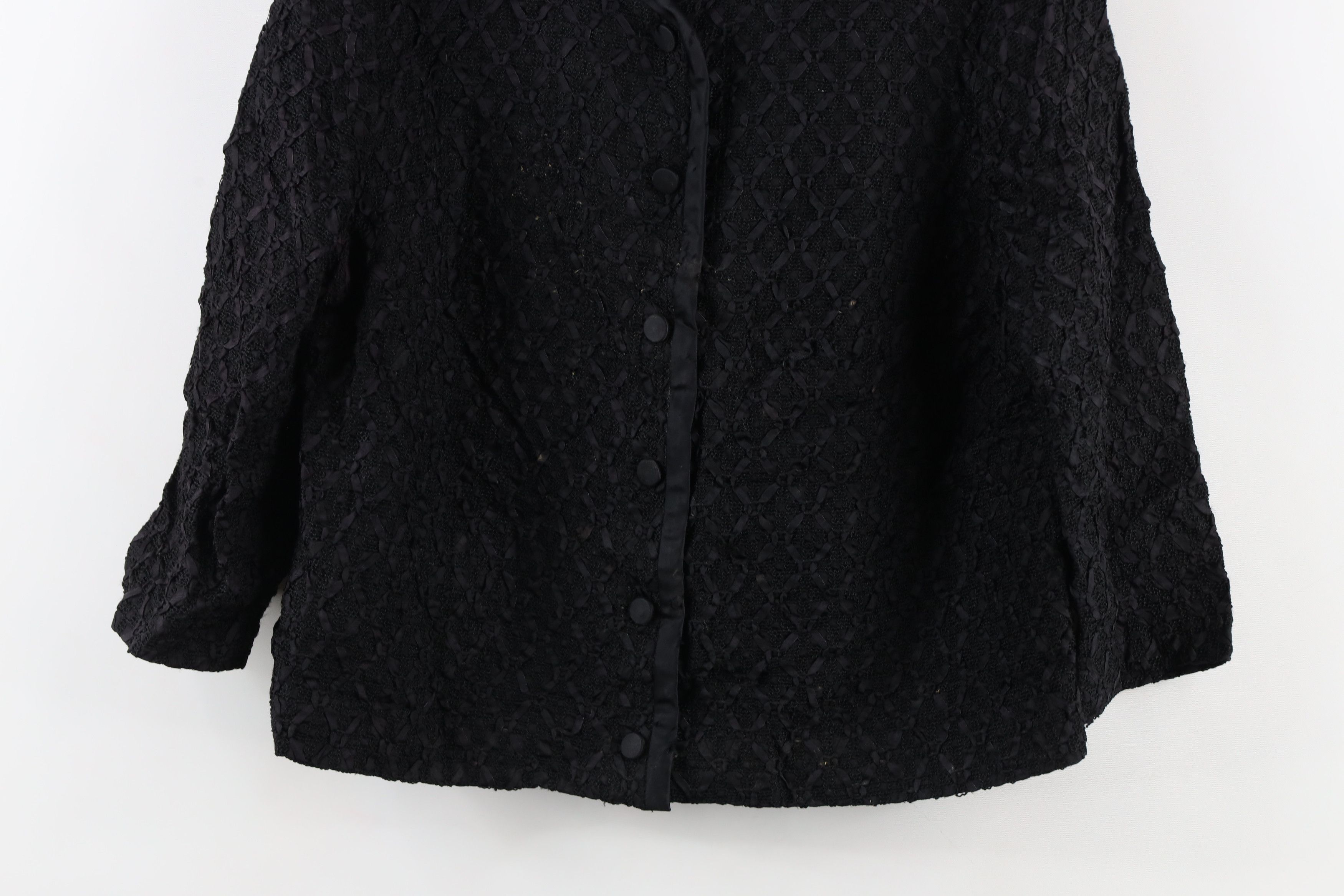 Vintage Vintage 50s 60s Rockabilly Texture Satin Trim Blazer Jacket Size M / US 6-8 / IT 42-44 - 3 Thumbnail