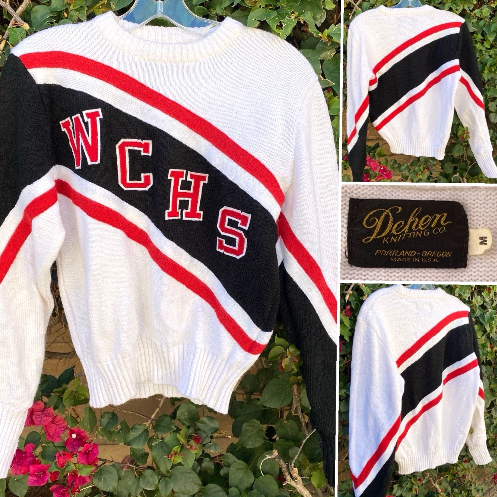 Vintage VINTAGE Dehen Cheerleader Sweater WCHS White Black Red Acrylic Knit Size M Size M / US 6-8 / IT 42-44 - 4 Thumbnail