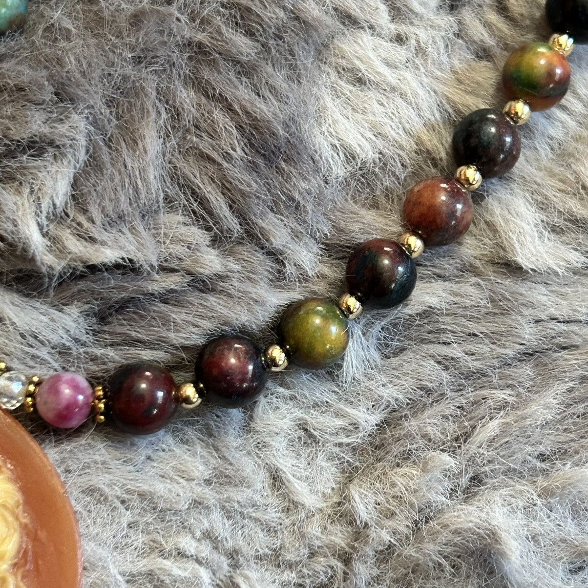 Handmade Handcrafted genuine blood stone elbaite vintage necklace Size ONE SIZE - 7 Thumbnail