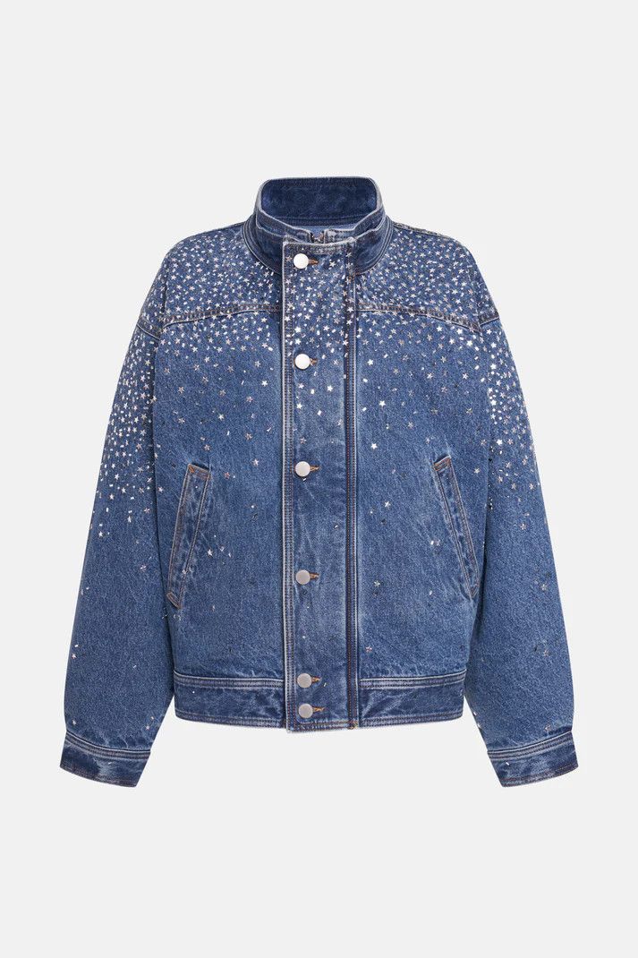 Alessandra Rich o1s22i1n0225 Denim Bomber Jacket in Blue Size S / US 4 / IT 40 - 1 Thumbnail