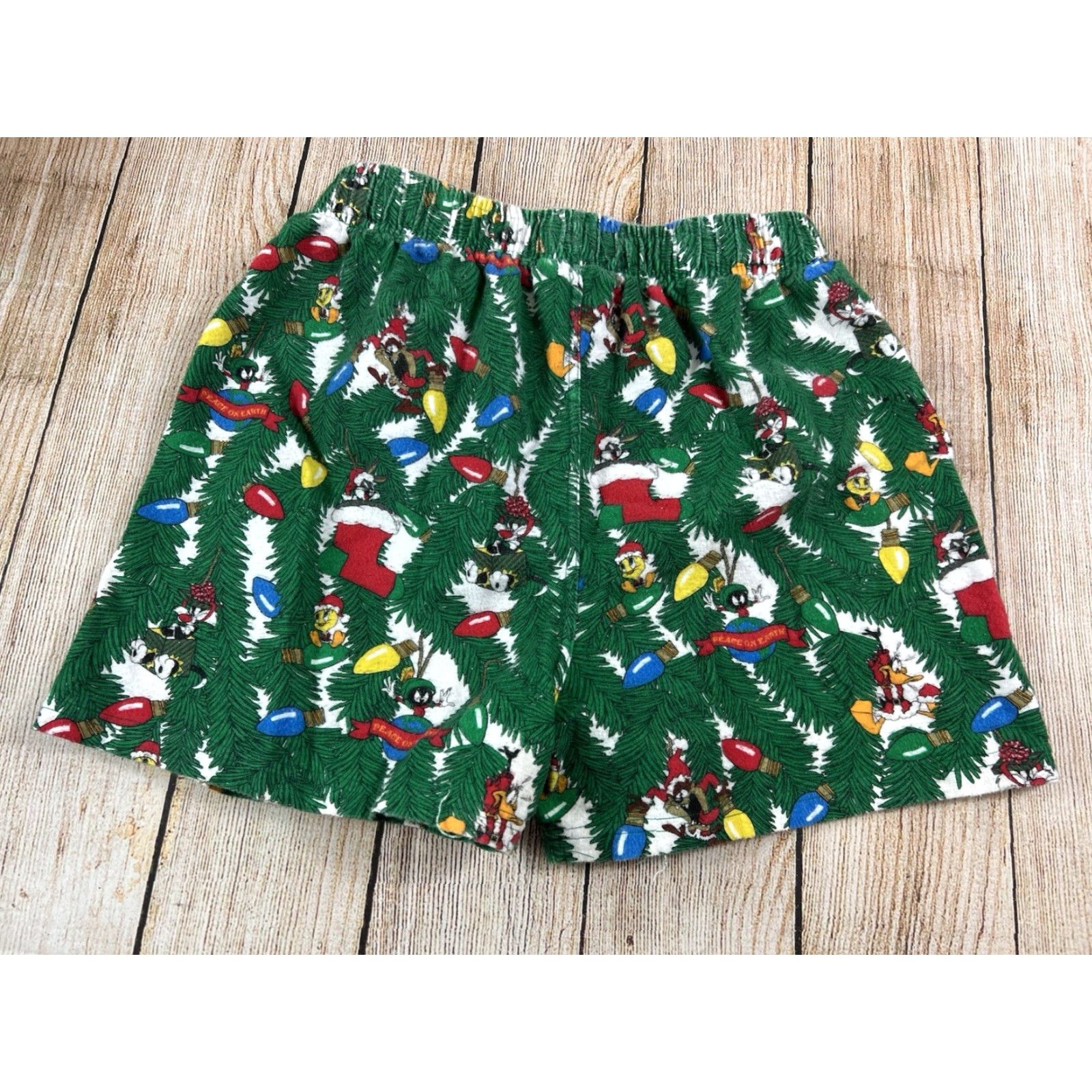 Vintage VINTAGE 00s Looney Tunes Christmas Sleep Shorts Mens Medium Green Size US 31 - 2 Thumbnail