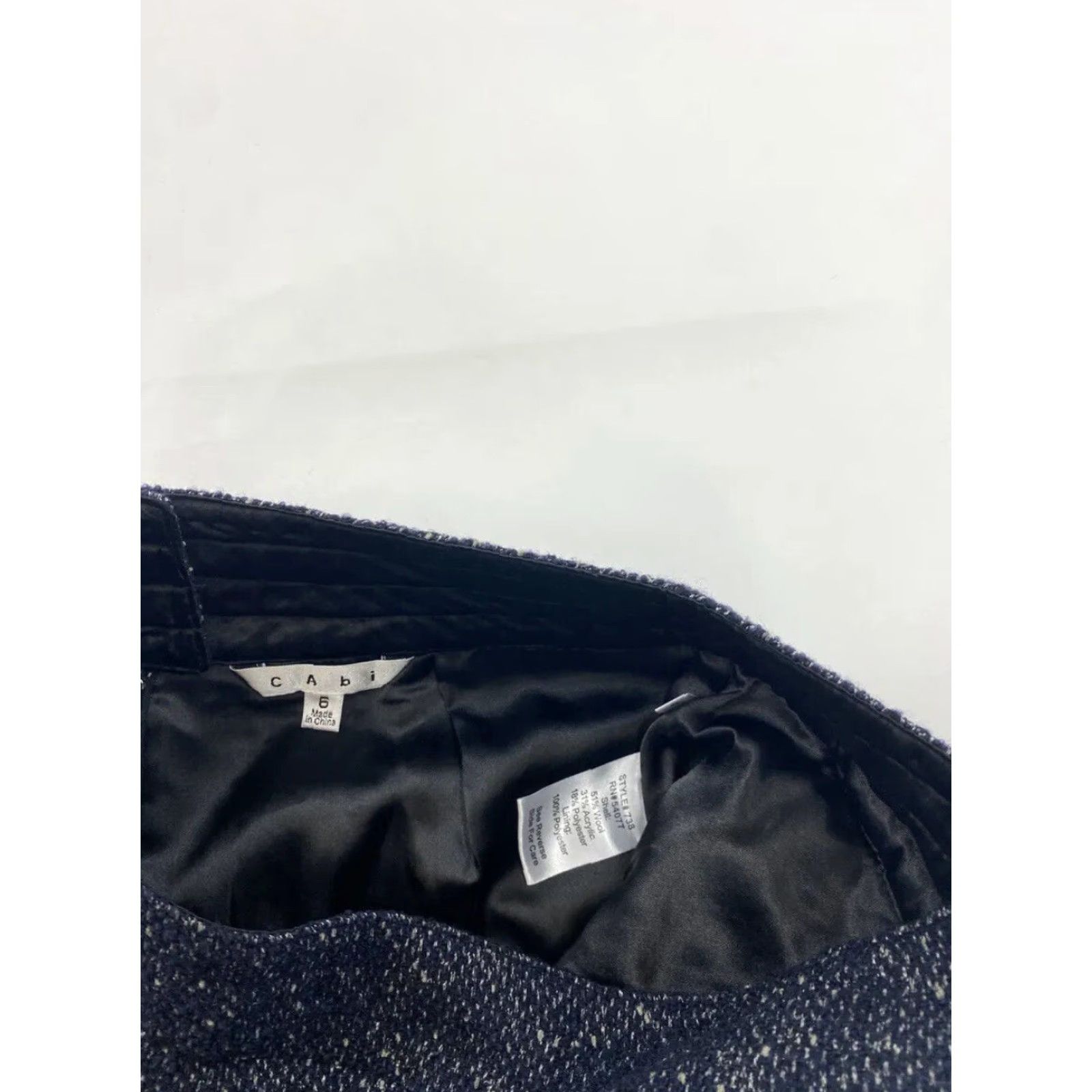 Vintage CAbi Women's Blue Tweed Pencil Skirt Size 6 Size 28" / US 6 / IT 42 - 2 Thumbnail