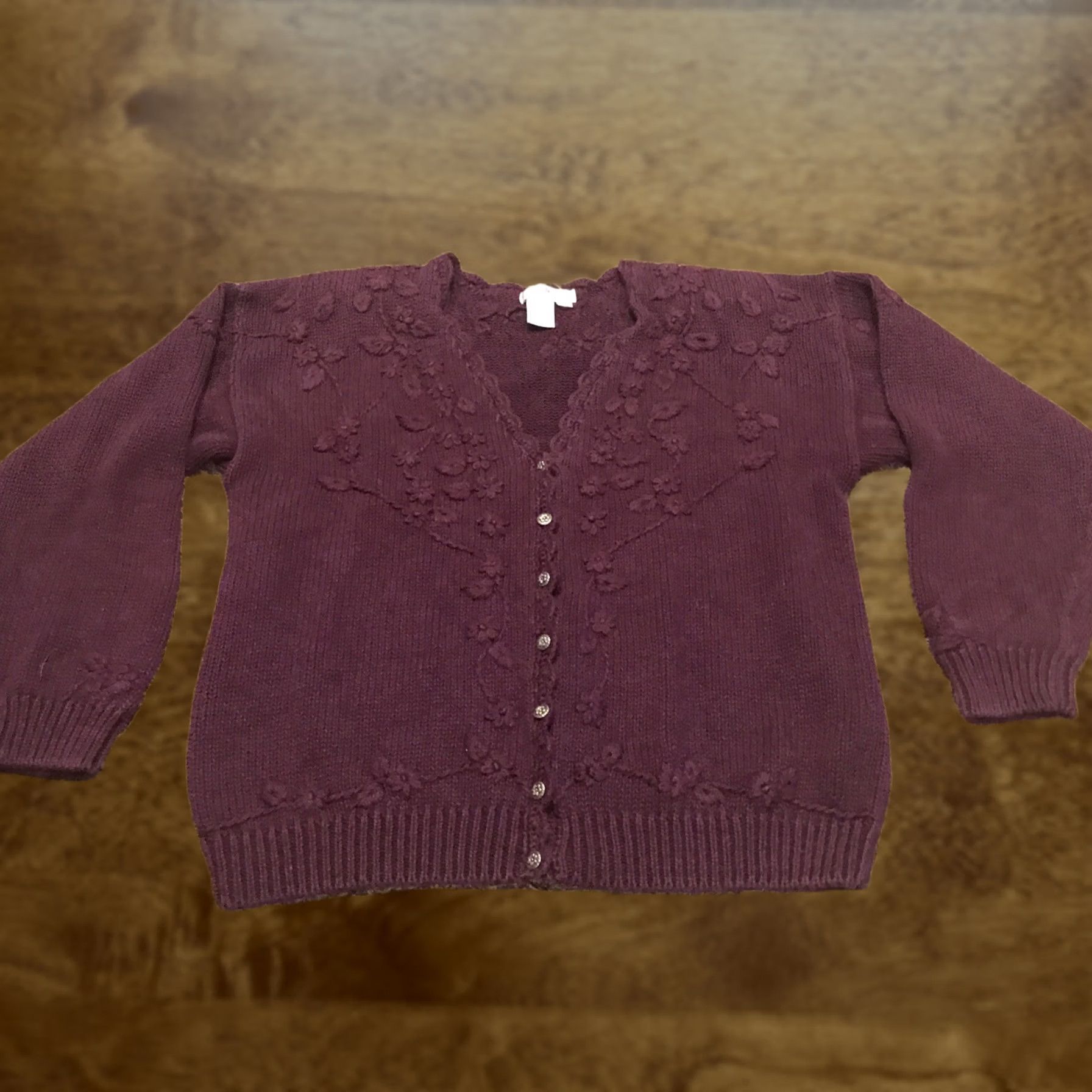 Vintage VINTAGE D.B.L. Purple Knit Sweater Cardigan Woman L Floral Button Up 1980s Womens Men’s? Size L / US 10 / IT 46 - 1 Thumbnail
