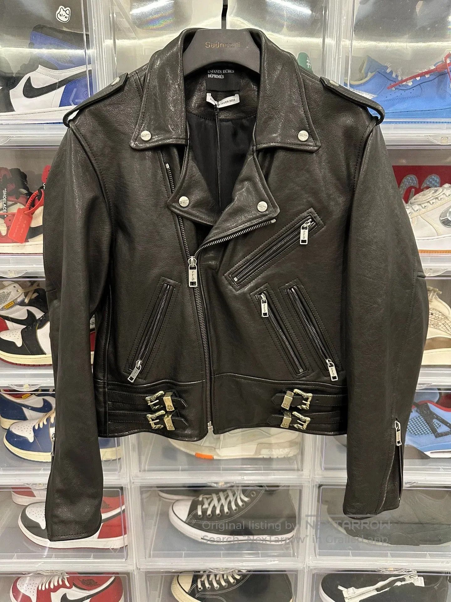 Enfants Riches Deprimes black rose buckle moto jacket for men. Size US L / EU 52-54 / 3 - 1 Thumbnail
