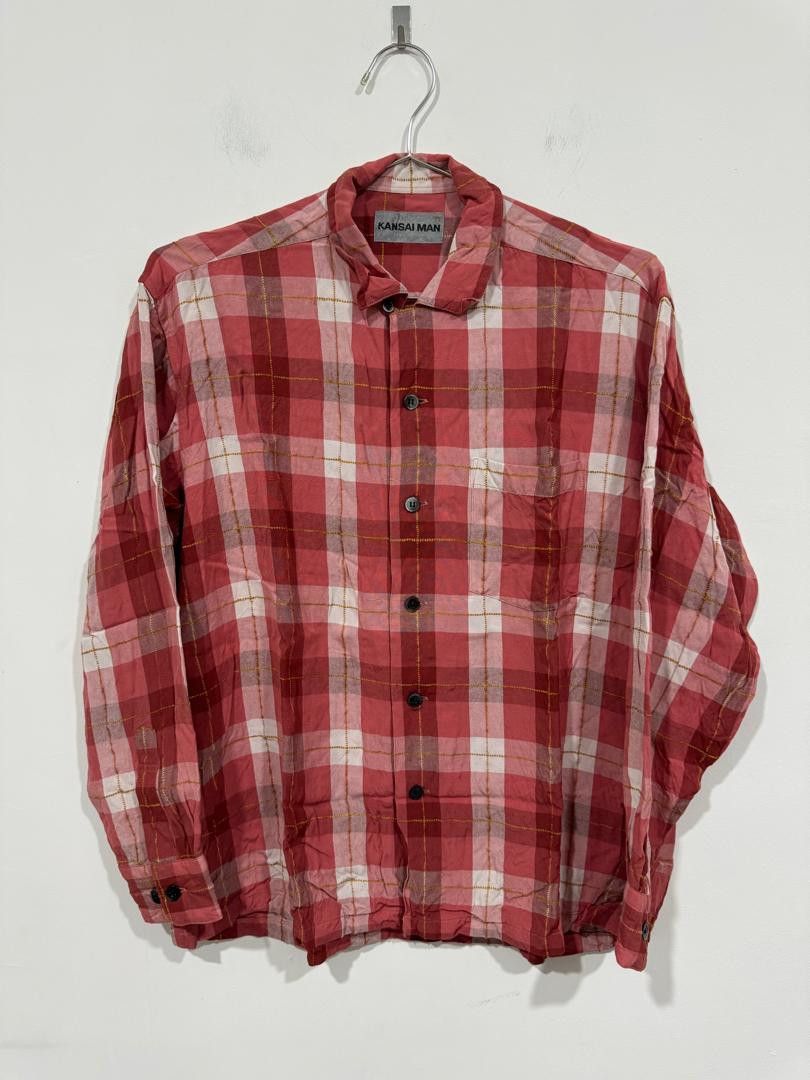 Kansai Yamamoto × Vintage Vintage 90s Kansai Man Red Shirt Size US M / EU 48-50 / 2 - 1 Thumbnail