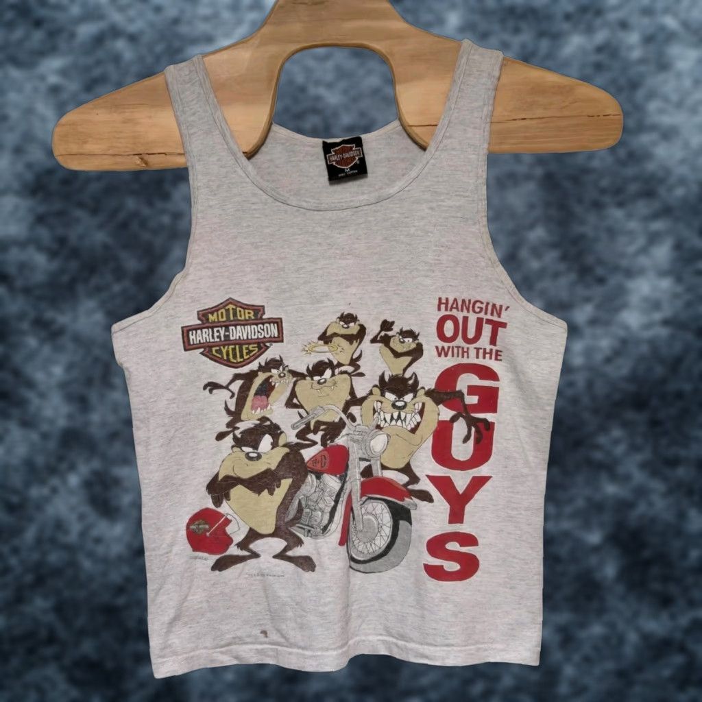 Harley Davidson VINTAGE Harley-Davidson Taz Graphic Tank Top Men's M Gray Logo 90s Biker Motorcycle Shirt Mens Size US M / EU 48-50 / 2 - 1 Thumbnail