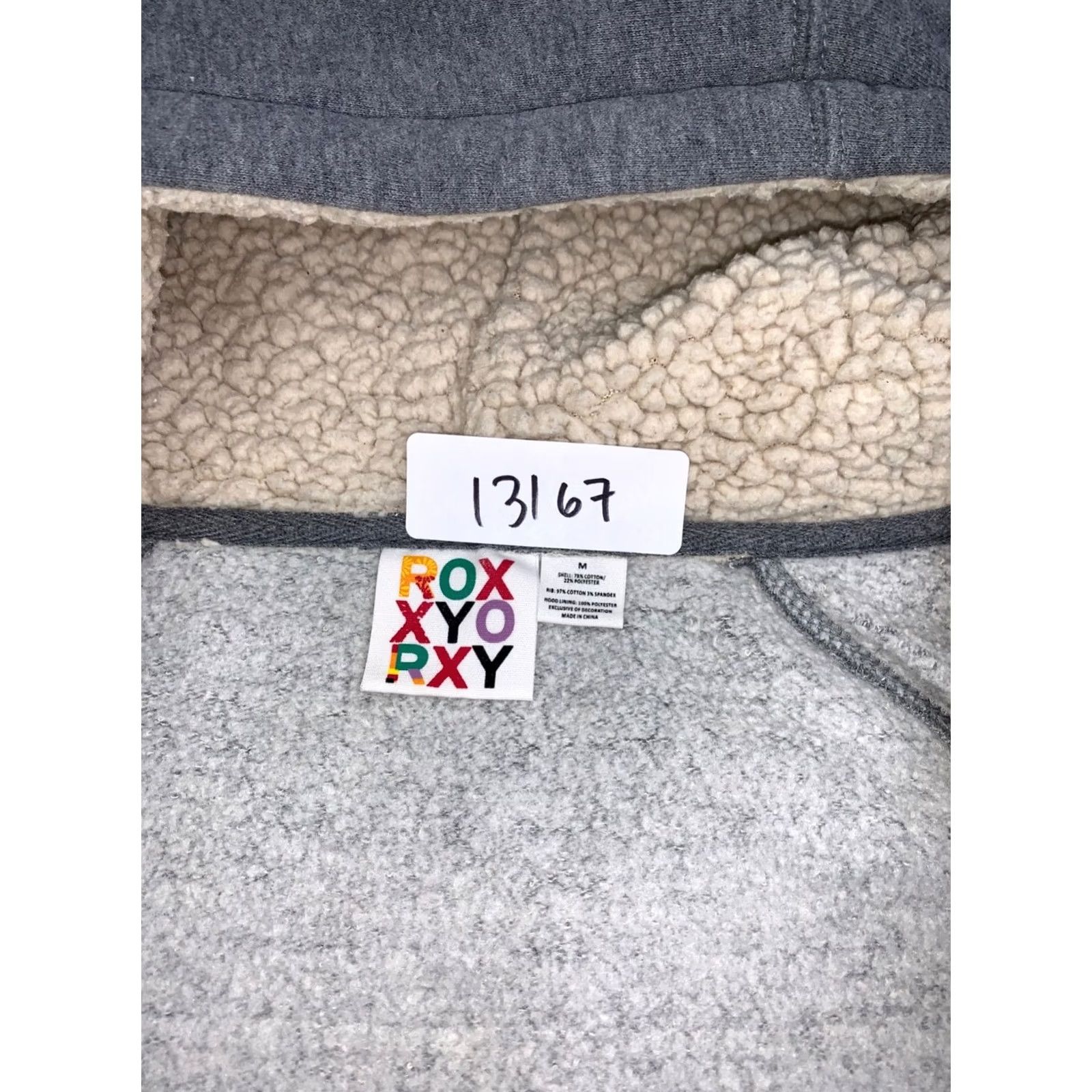 Vintage Roxy Jacket Womens M Gray Hooded Full Zip Surf Beach Y2K Style, Regular Fit, Cotton Blend, Winter Fall, Casual, 13167 Size M / US 6-8 / IT 42-44 - 3 Thumbnail