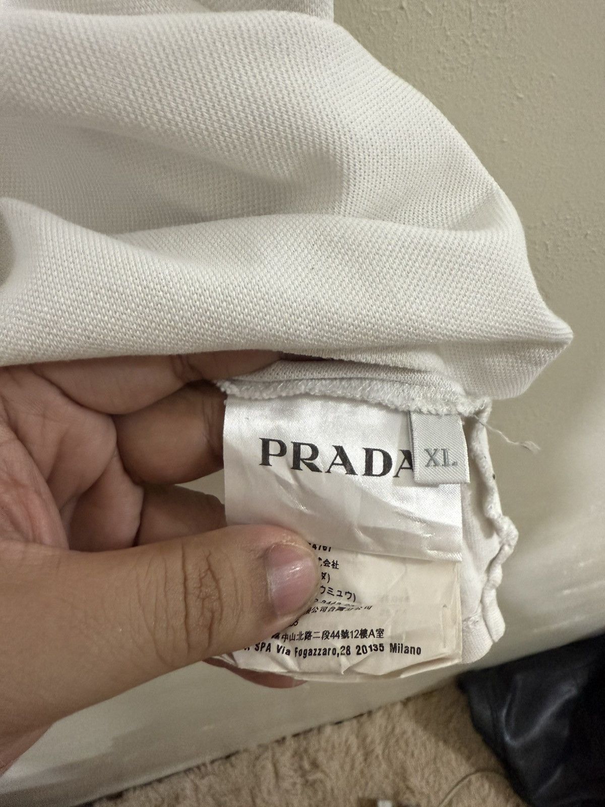 Prada Prada Red Tab White Pique Polo Shirt Size US XL / EU 56 / 4 - 3 Thumbnail