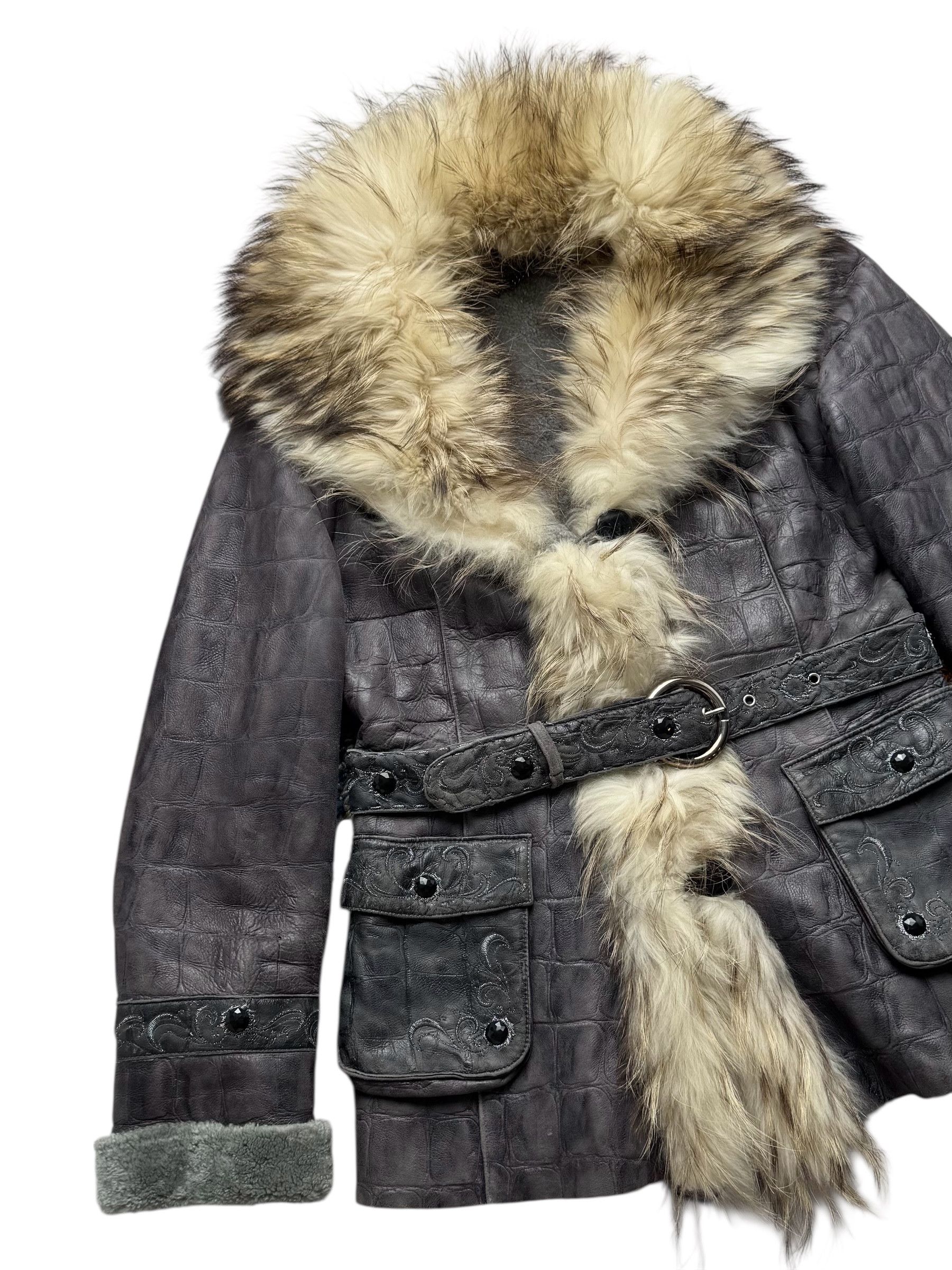 Vintage 90's Real Sheepskin Jacket With Belt(V254) Size M / US 6-8 / IT 42-44 - 2 Thumbnail