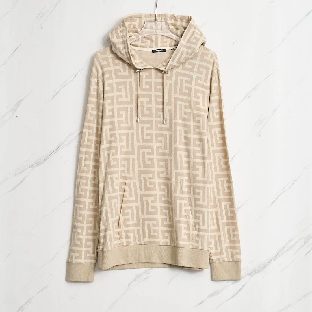 Balmain Balmain Men's Logo All-Over Print Hoodie Size US M / EU 48-50 / 2 - 1 Thumbnail