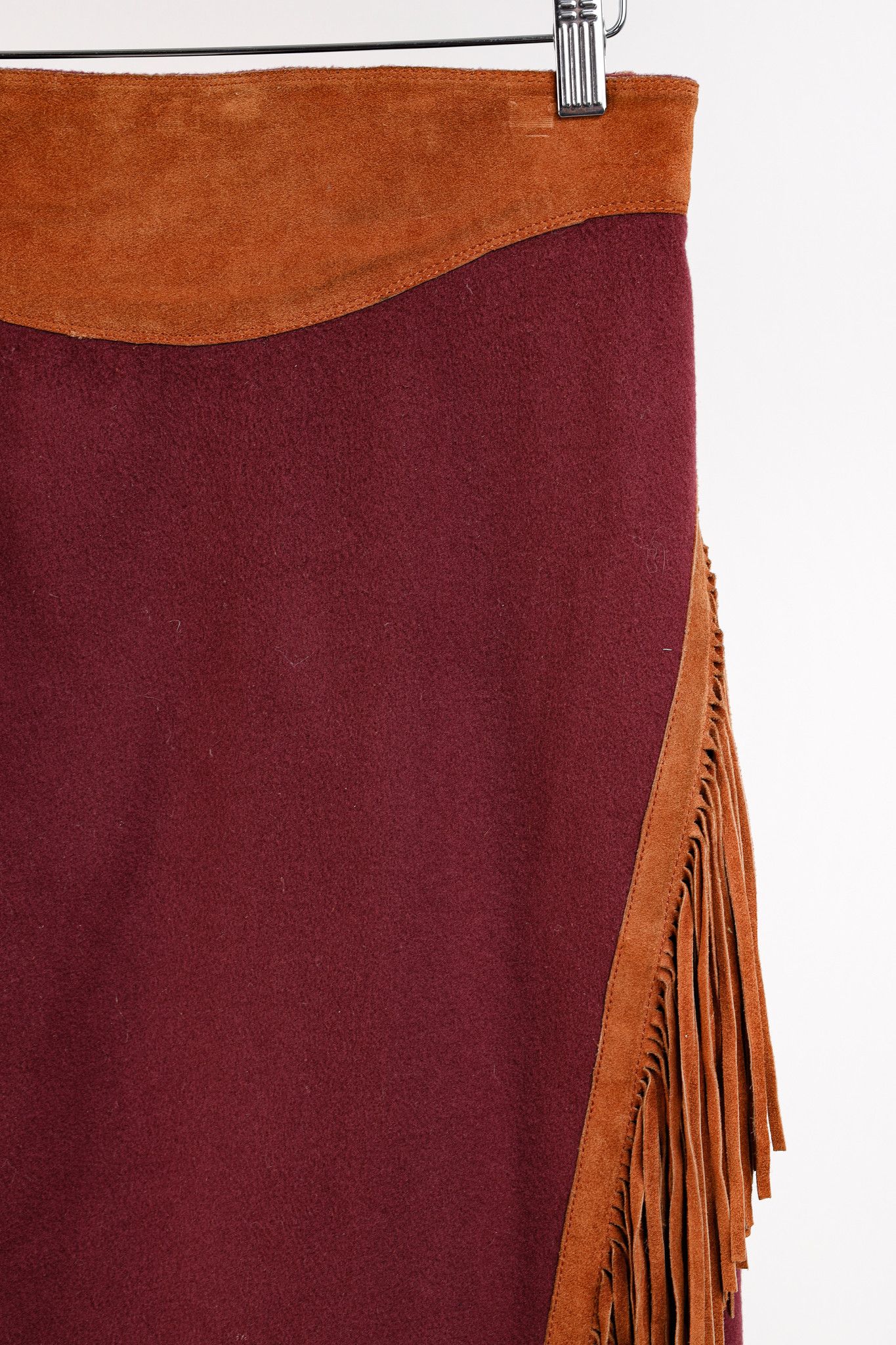 Designer Ritz Saddler Wool & Cashmere Suede-Fringe Midi Skirt Size 30" / US 8 / IT 44 - 5 Thumbnail