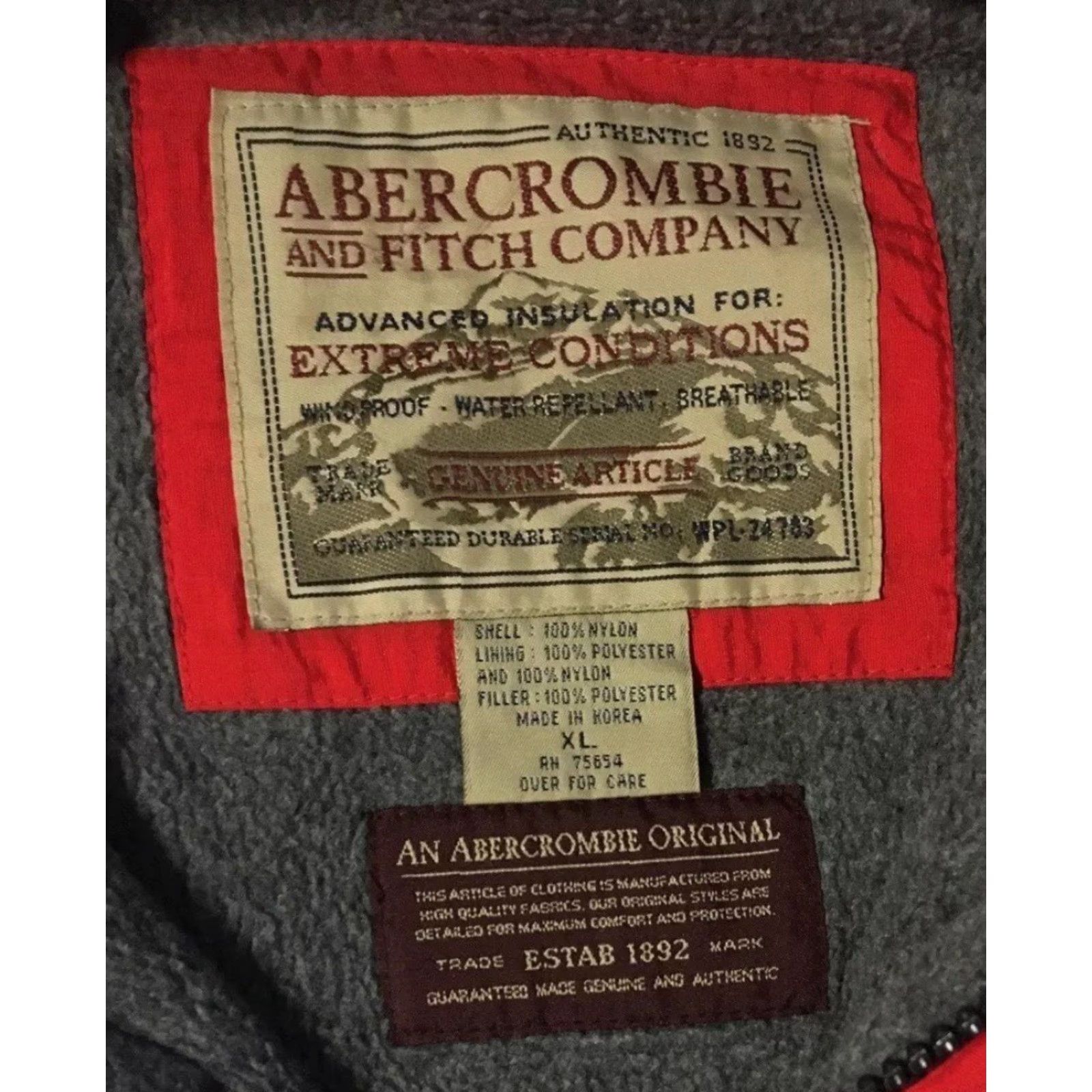 Abercrombie & Fitch VINTAGE Abercrombie & Fitch Extreme Conditions Jacket XL Anorak Ski Snowboard Grunge 90s Y2K Red Nylon Zip Pockets Hooded 1/4 Zip 1/2 Zip Mens Jacket Size US XL / EU 56 / 4 - 5 Thumbnail